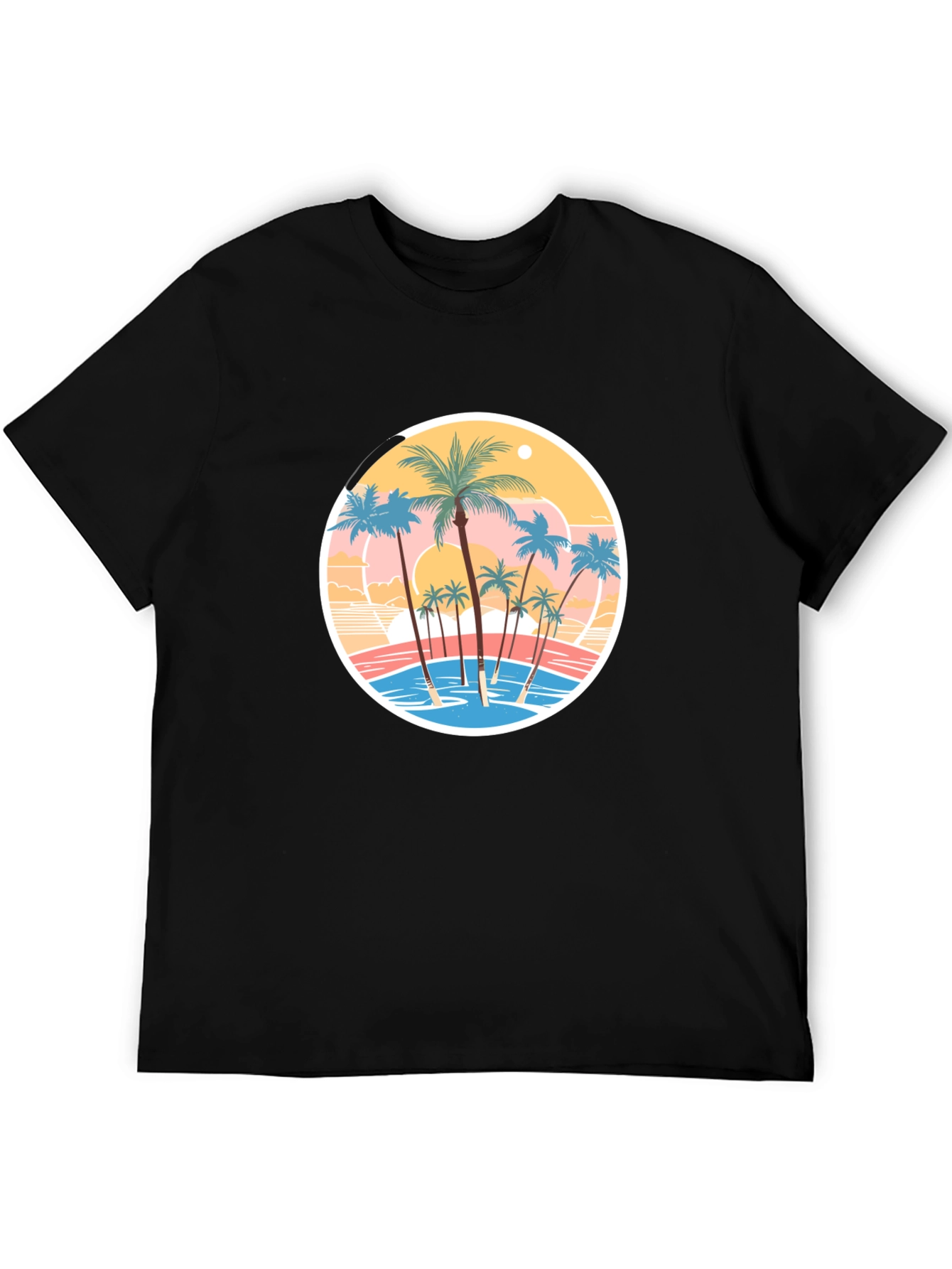 Tropical Palm Tree Graphic Black T-Shirt