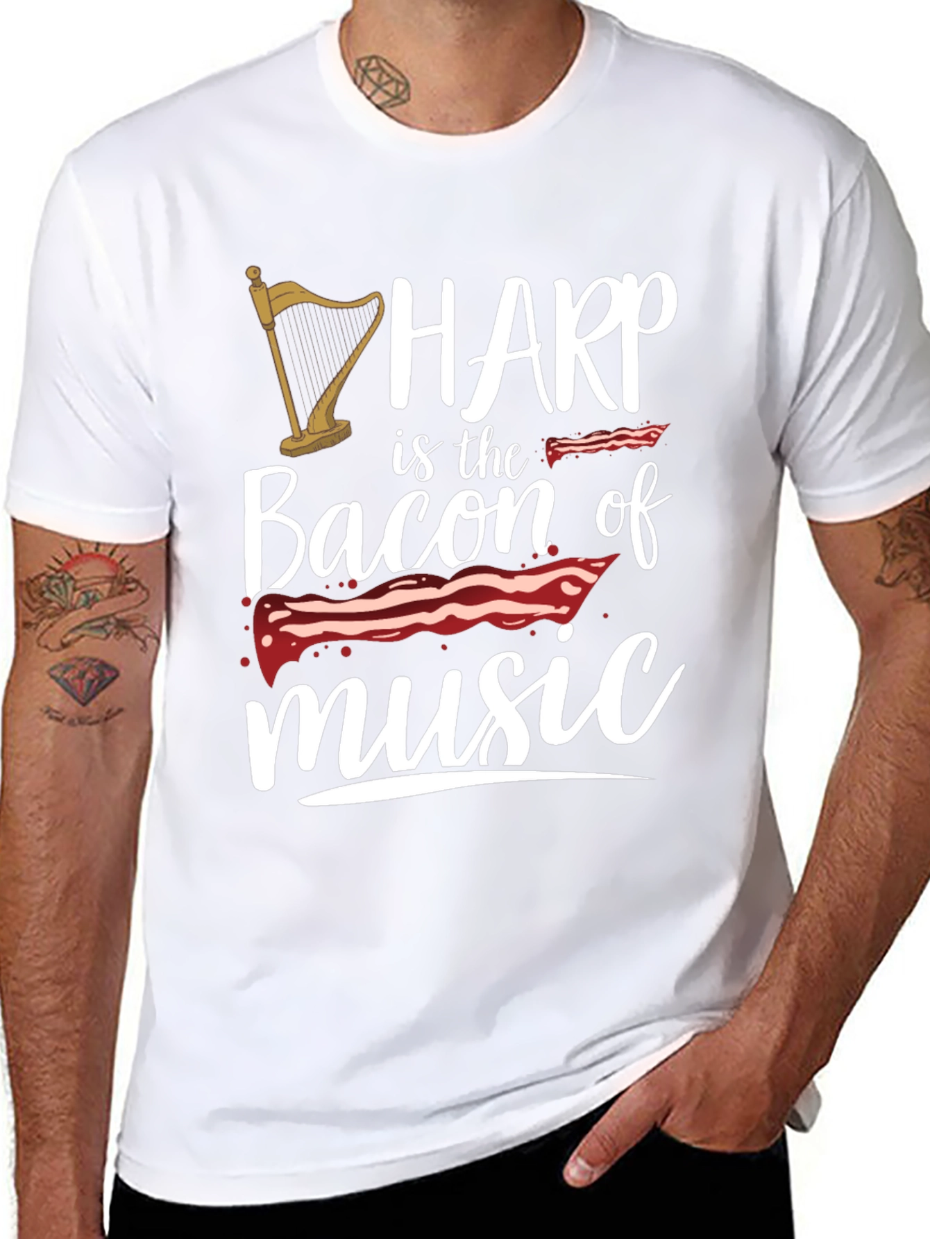 Harp Music Lover T-Shirt - Bacon of Music