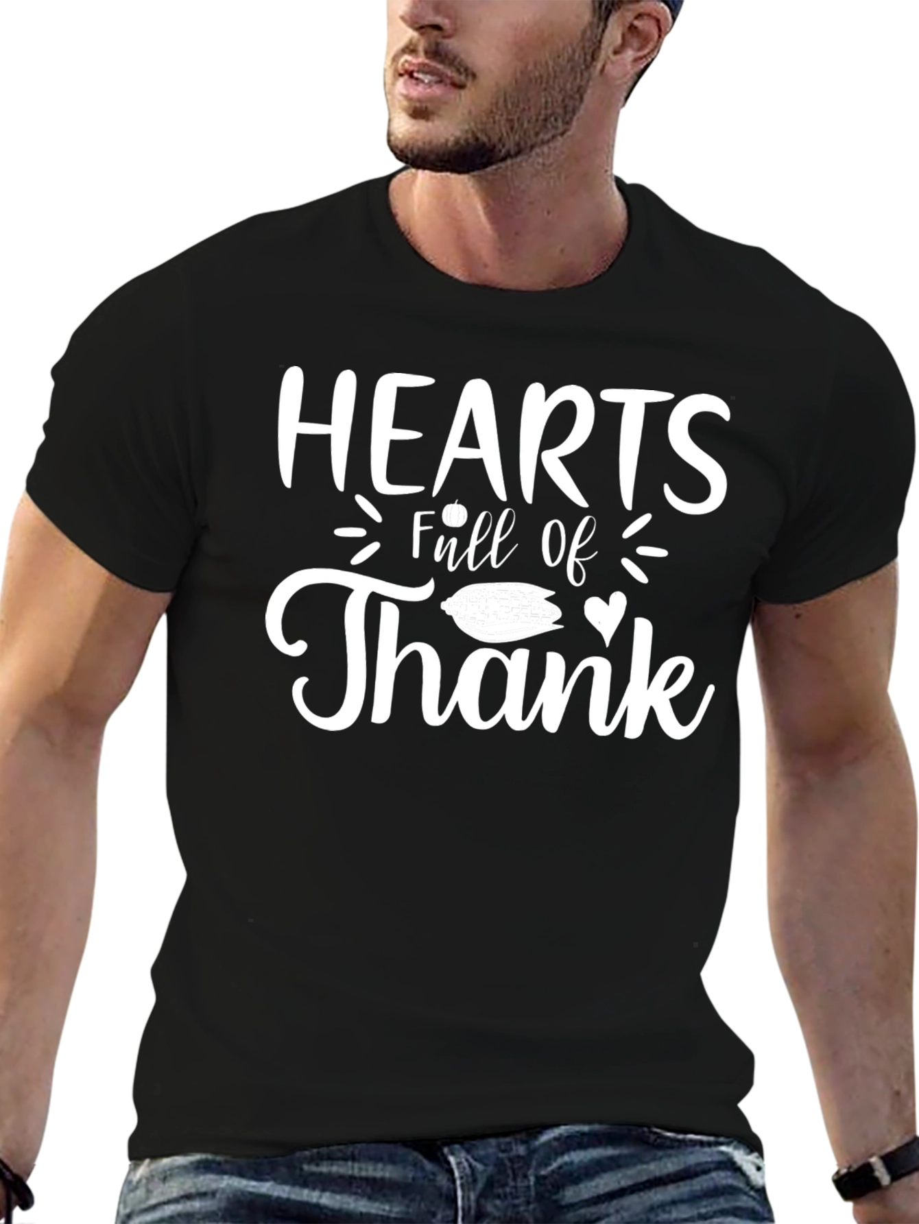 Hearts Full of Thank T-Shirt - Black Cotton Tee