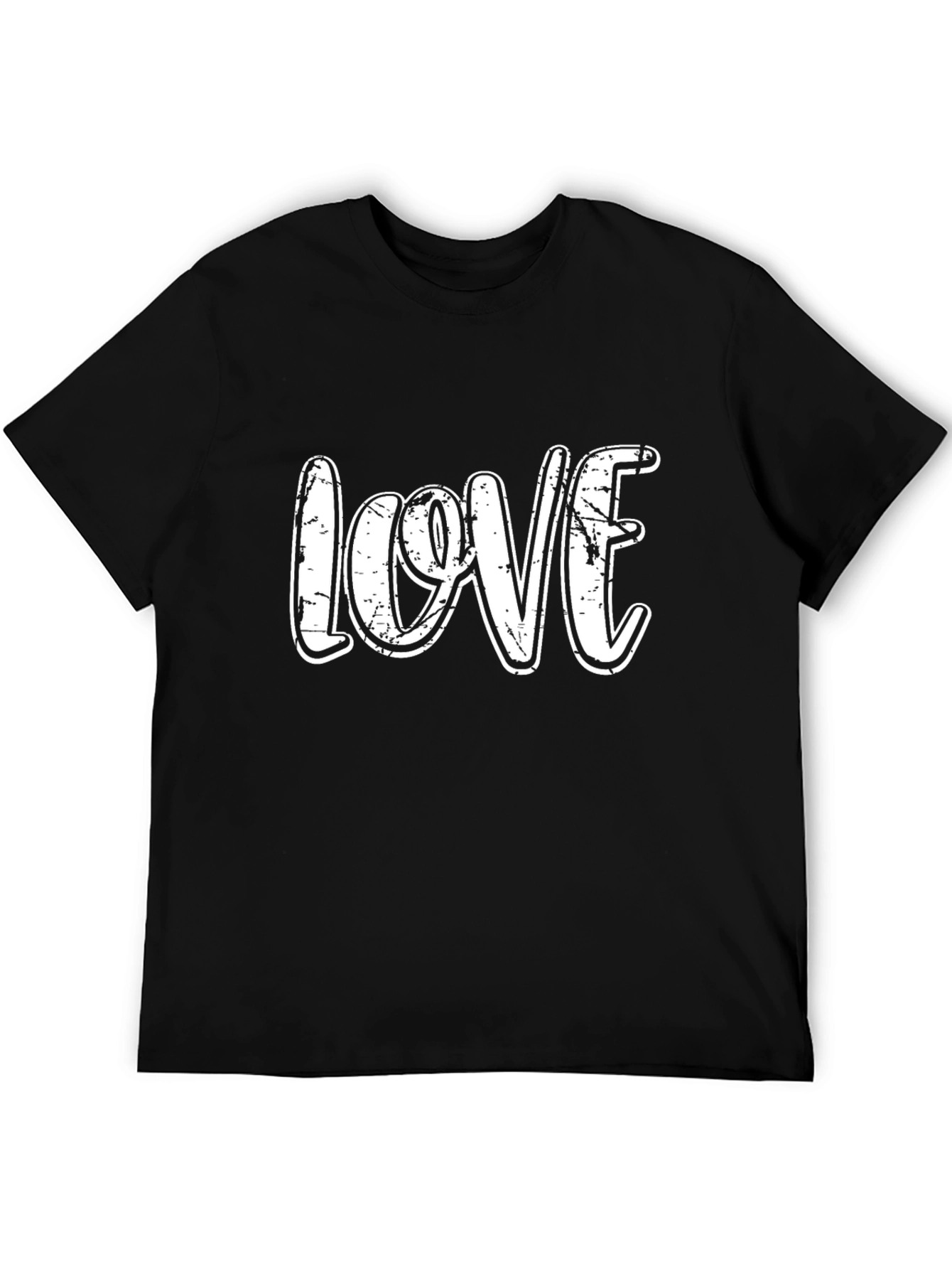 LOVE Graphic Print Tee - Black Cotton Casual Top