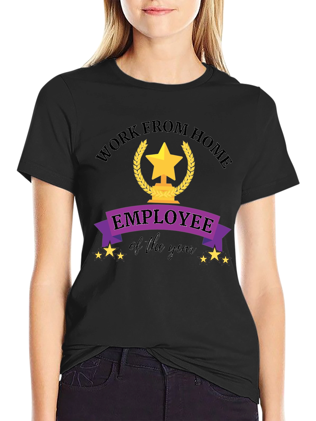 Work From Home Employee of the Year Black T-Shirt