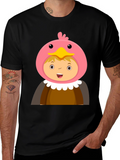 Cartoon Character T-Shirt Bird Costume Design Black Cotton Tee