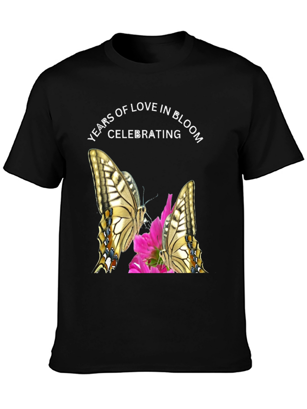 Years of Love in Bloom T-Shirt Butterfly Design