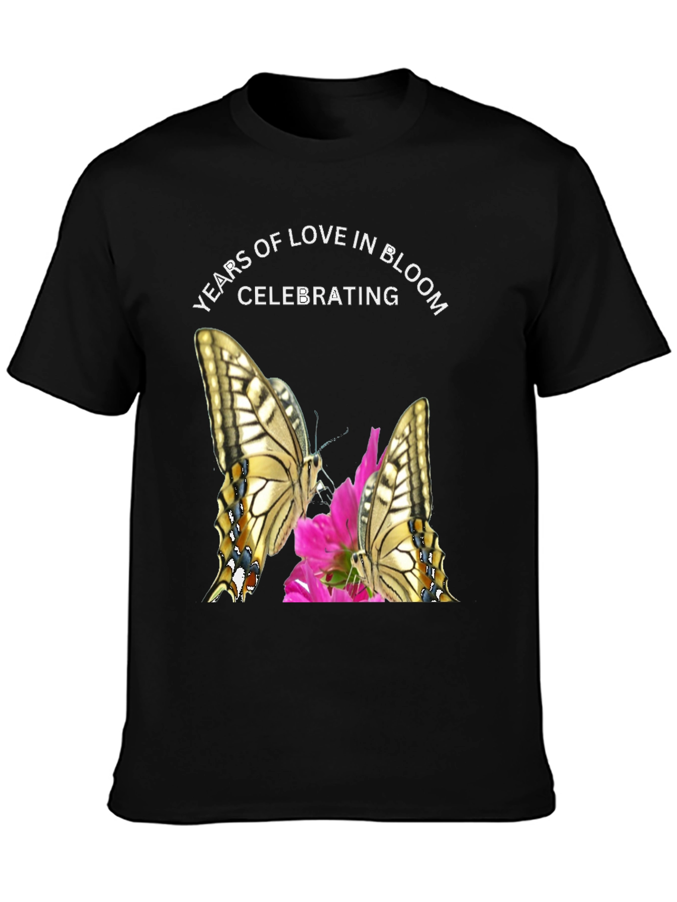 Years of Love in Bloom T-Shirt Butterfly Design