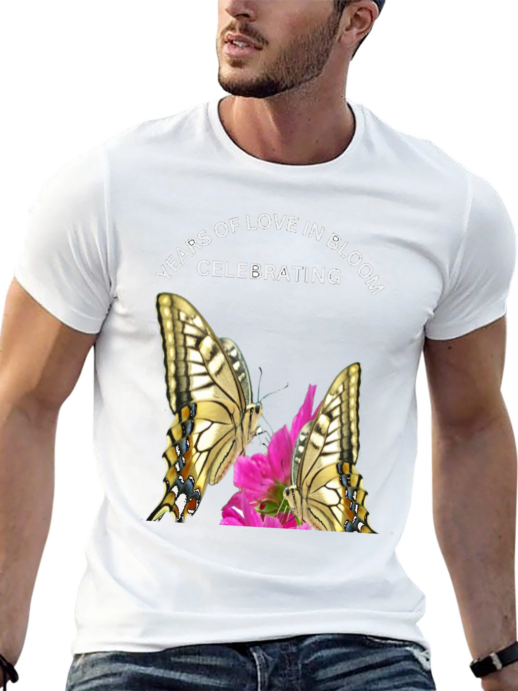 Years of Love in Bloom T-Shirt Butterfly Design