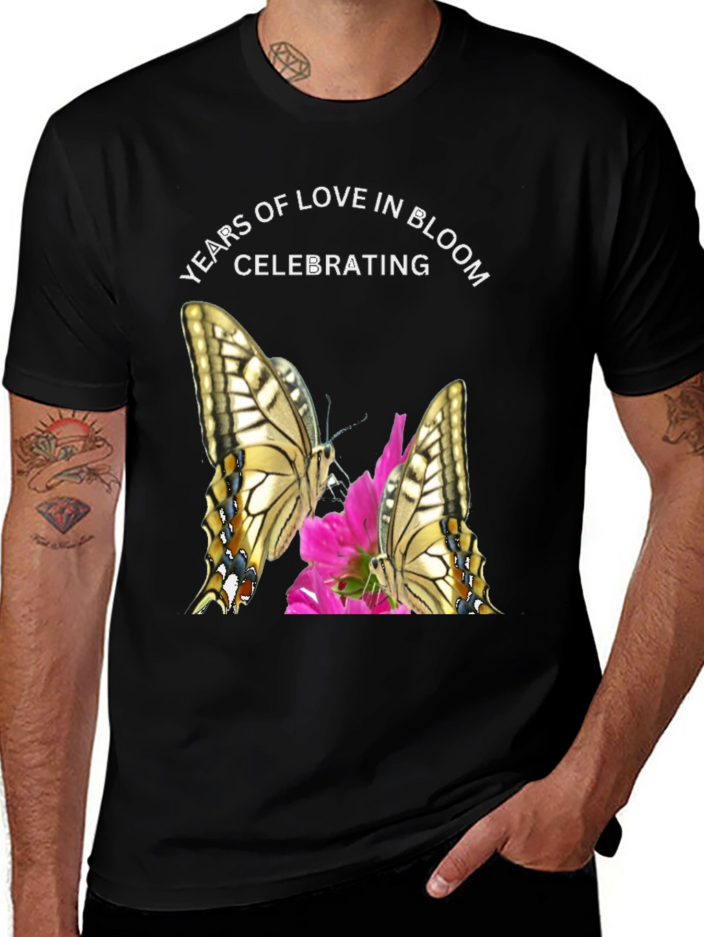 Years of Love in Bloom T-Shirt Butterfly Design