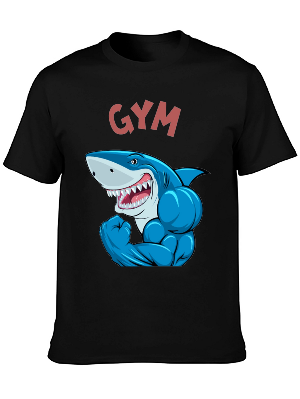 Gym Shark Graphic Tee - Black Cotton Fitness Shirt