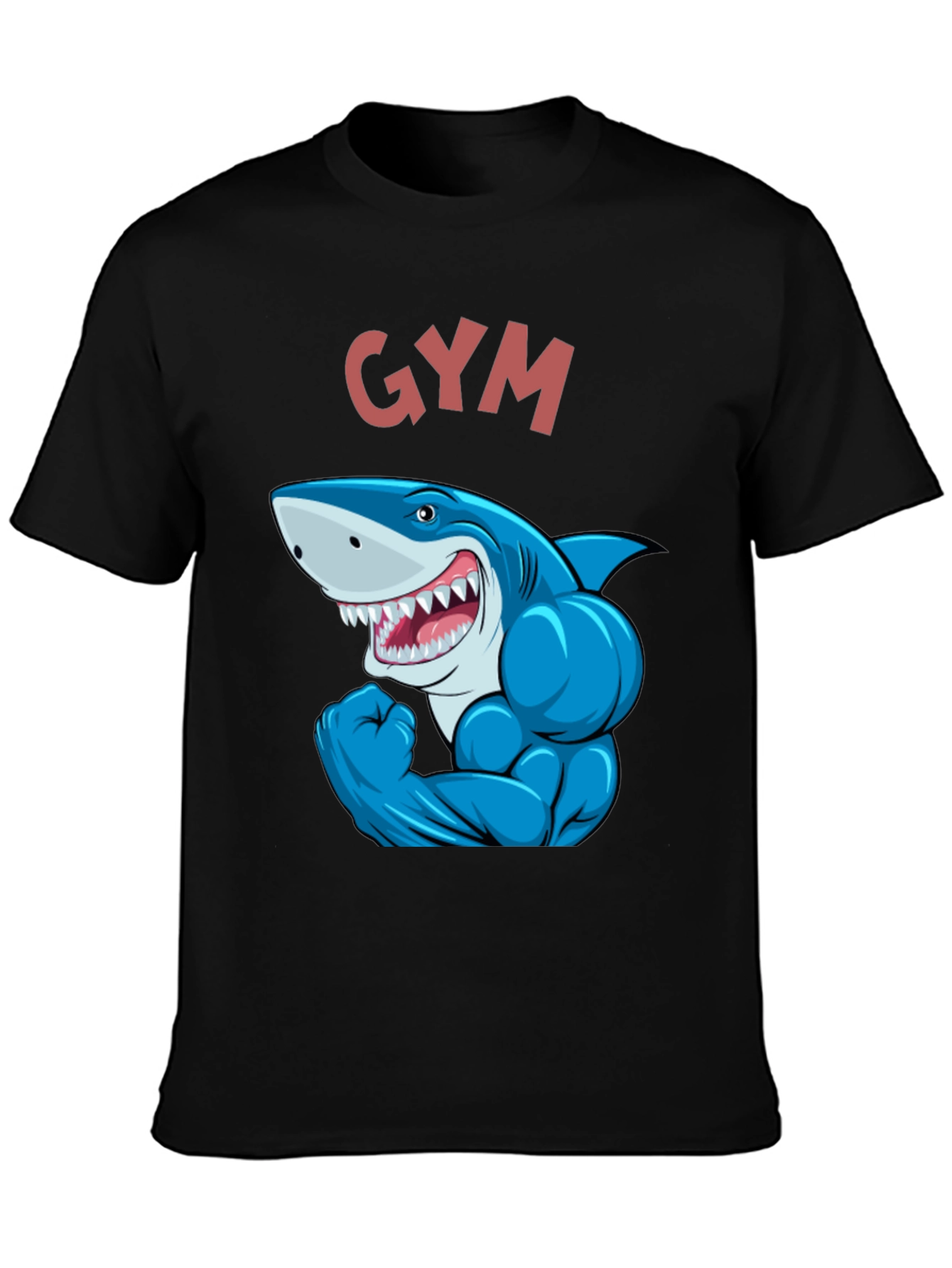 Gym Shark Graphic Tee - Black Cotton Fitness Shirt