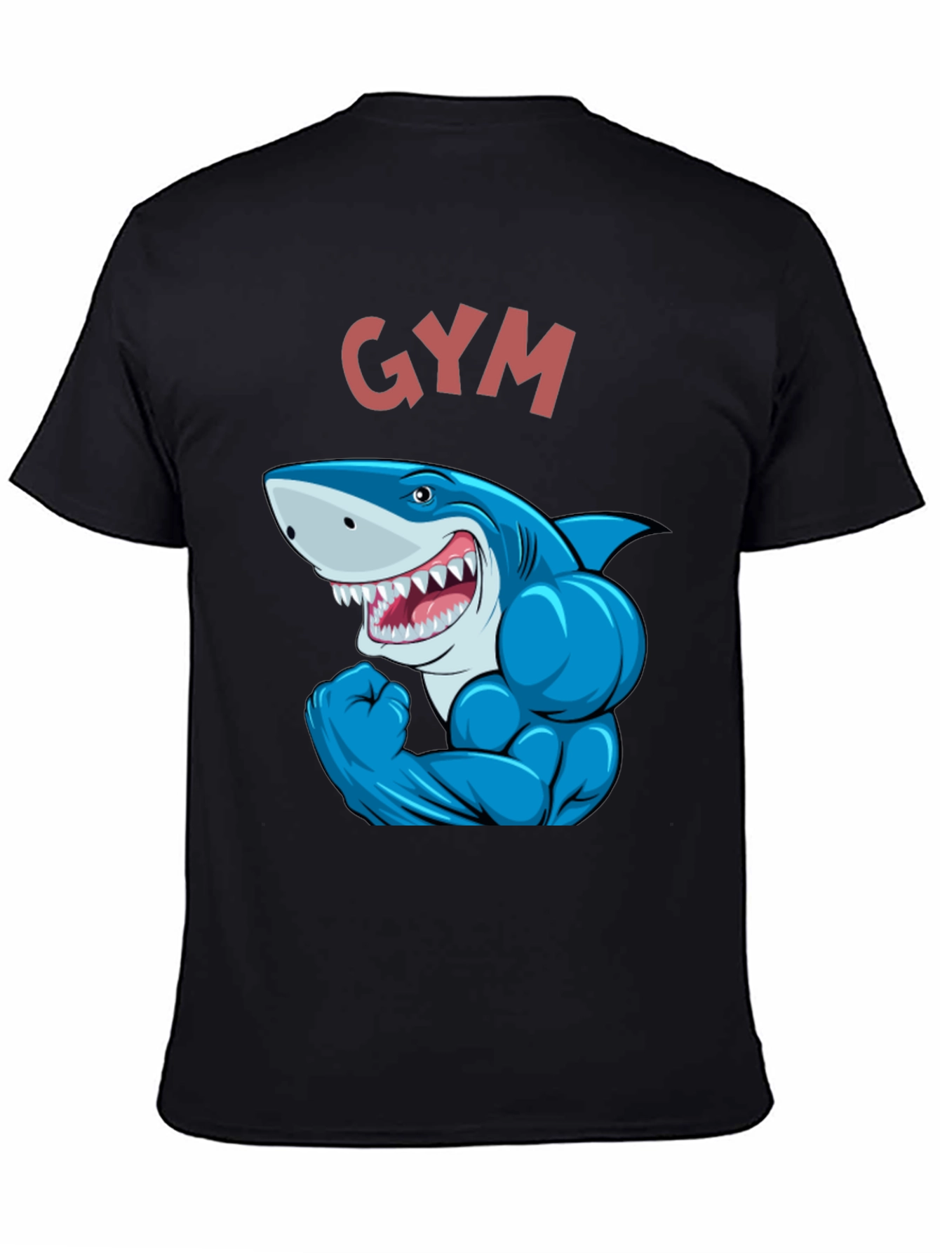 Gym Shark Graphic Tee - Black Cotton Fitness Shirt