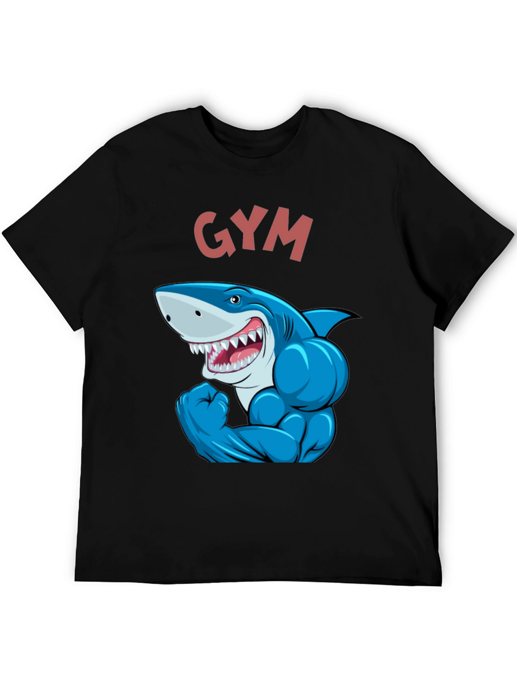 Gym Shark Graphic Tee - Black Cotton Fitness Shirt