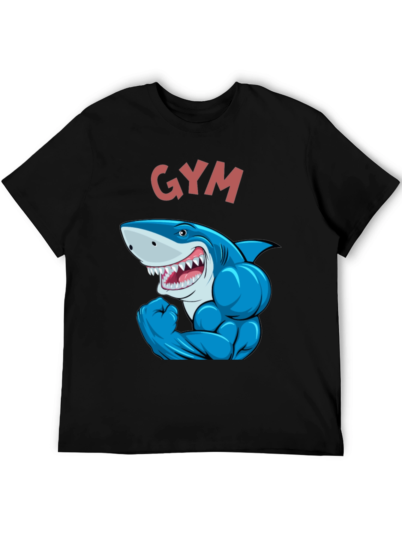 Gym Shark Graphic Tee - Black Cotton Fitness Shirt