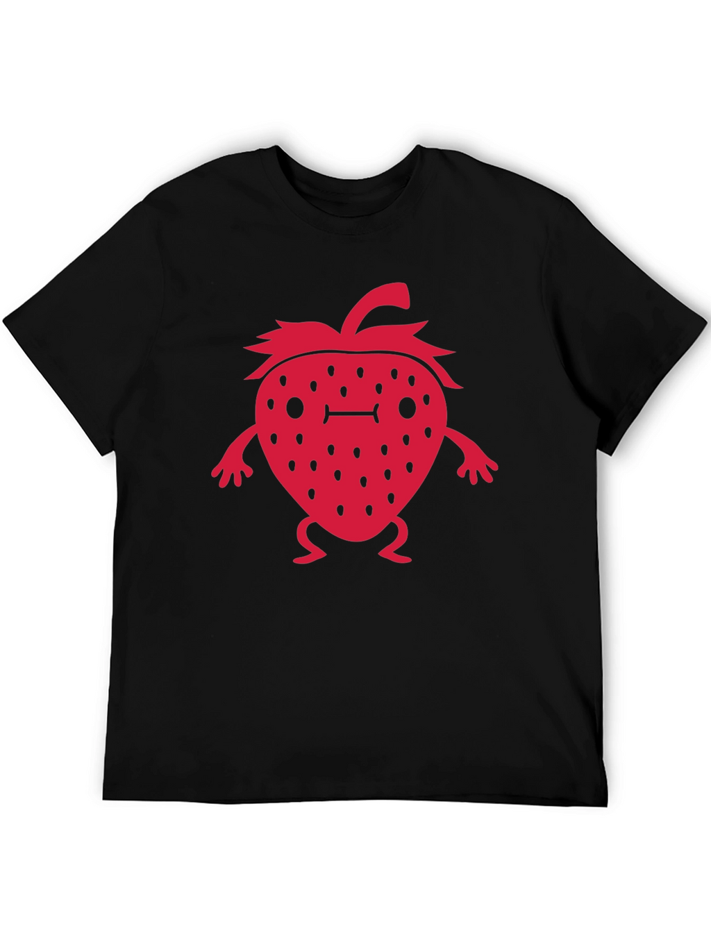 Strawberry Character Graphic Black T-Shirt