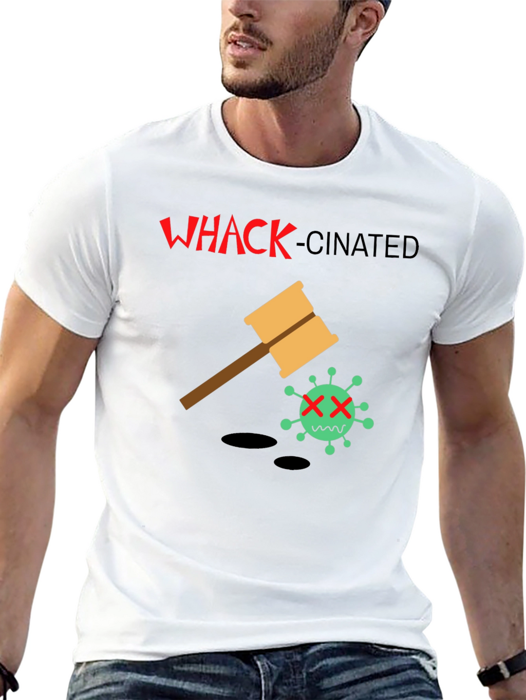 Whack-Cinated T-Shirt: Anti-Virus Humor Tee