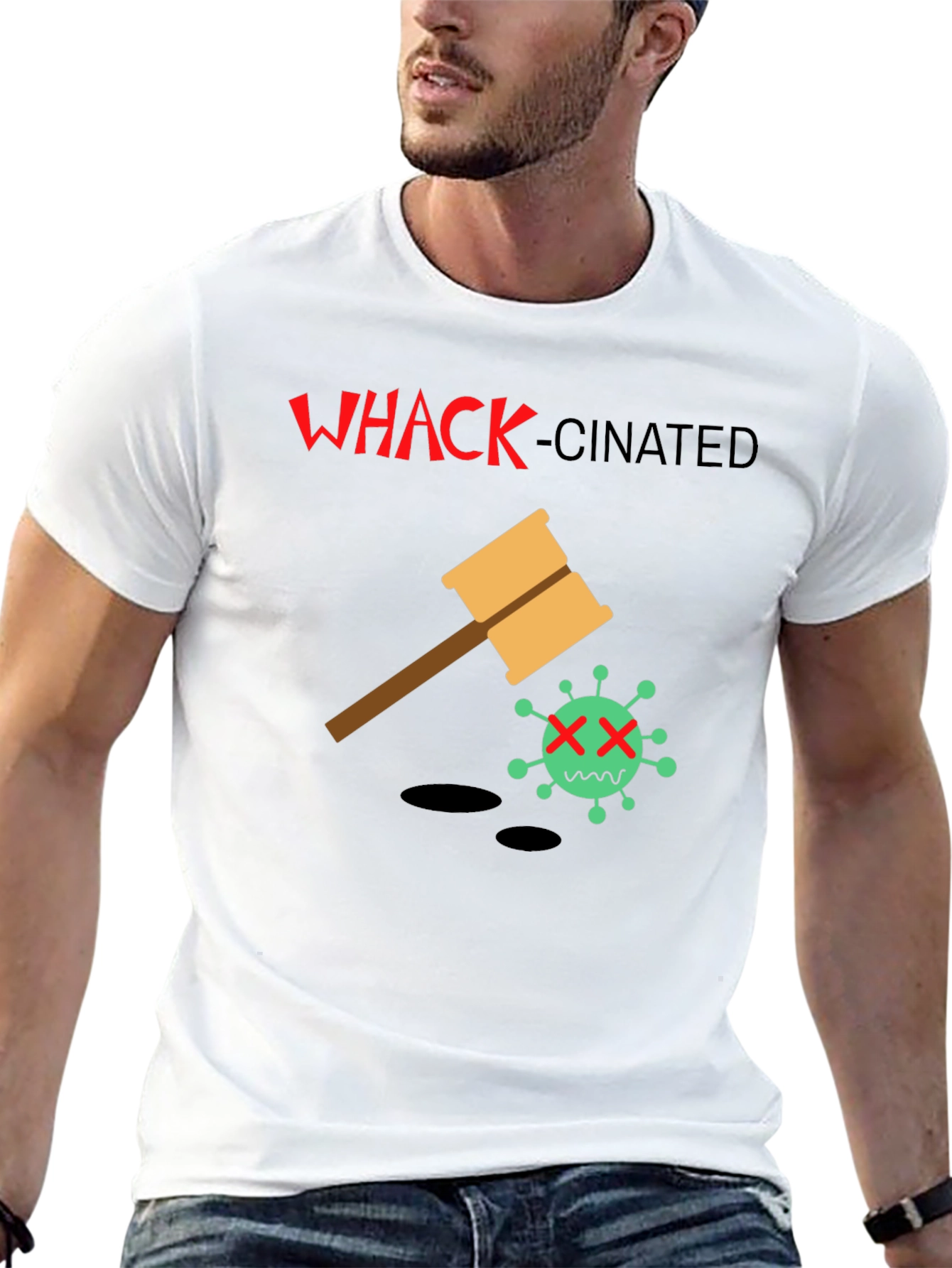 Whack-Cinated T-Shirt: Anti-Virus Humor Tee