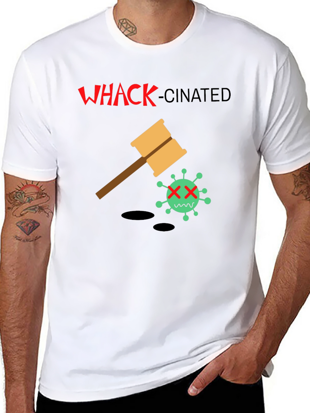 Whack-Cinated T-Shirt: Anti-Virus Humor Tee