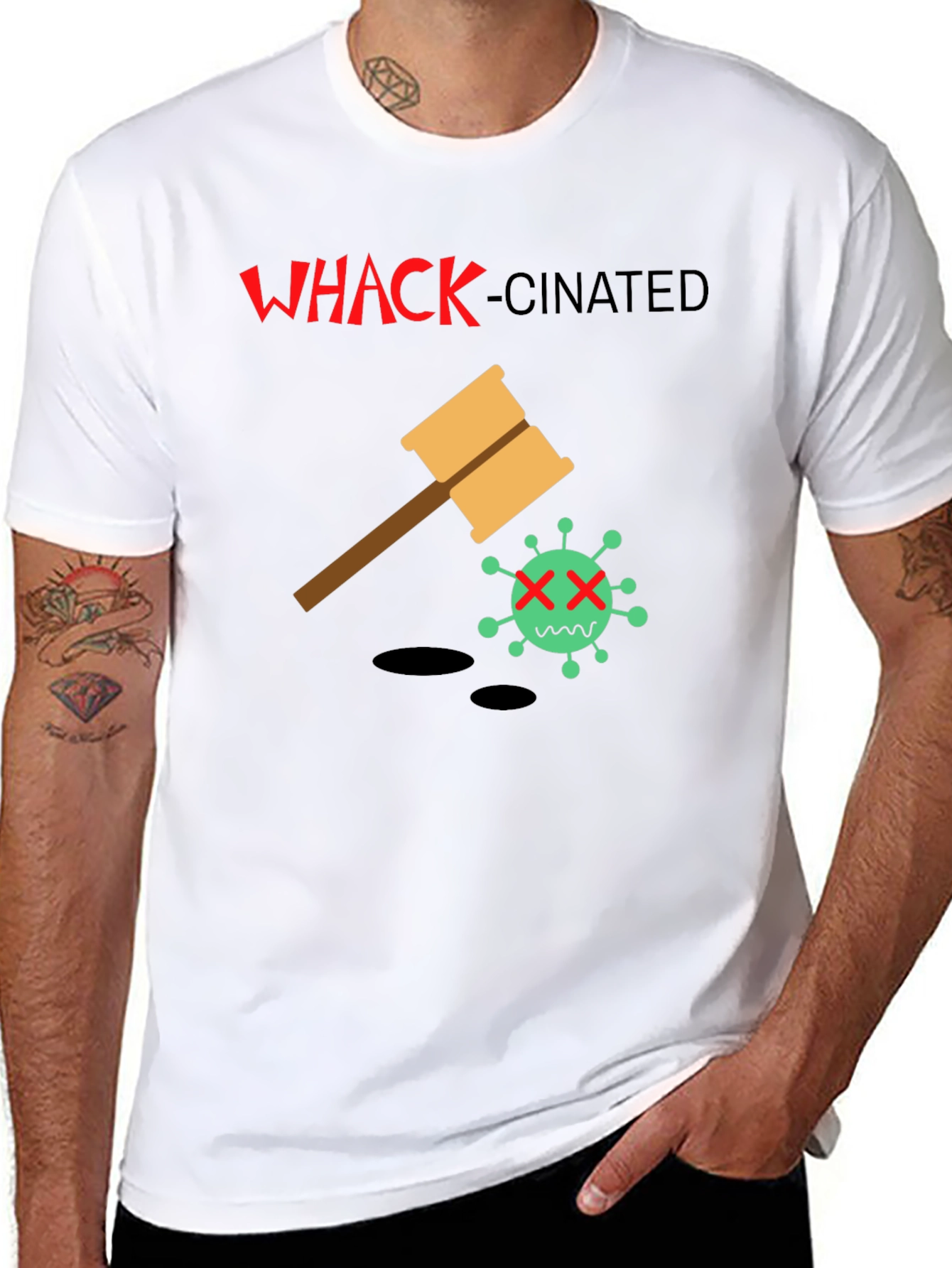 Whack-Cinated T-Shirt: Anti-Virus Humor Tee