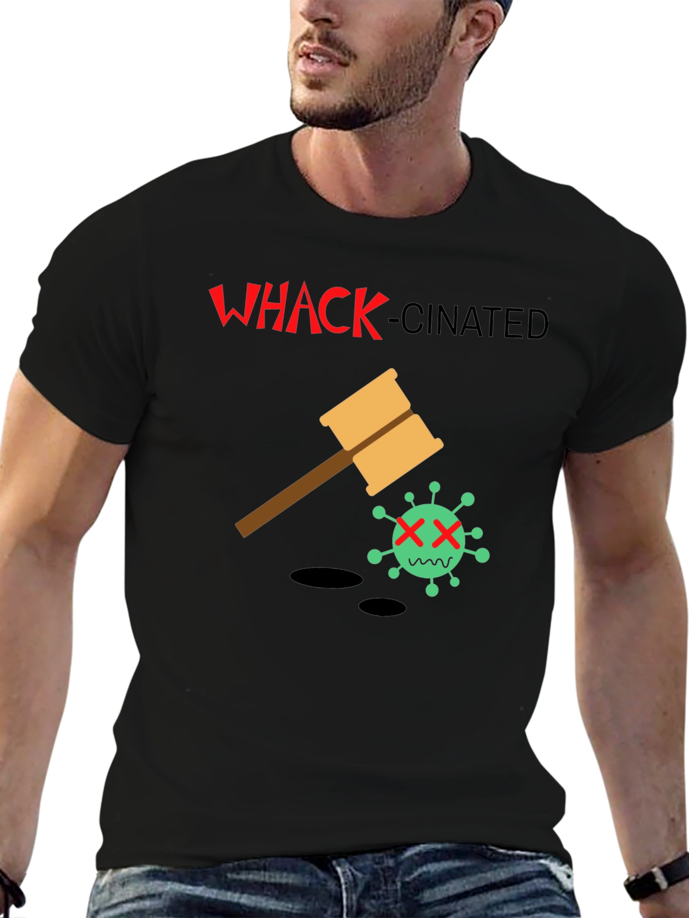 Whack-Cinated T-Shirt: Anti-Virus Humor Tee