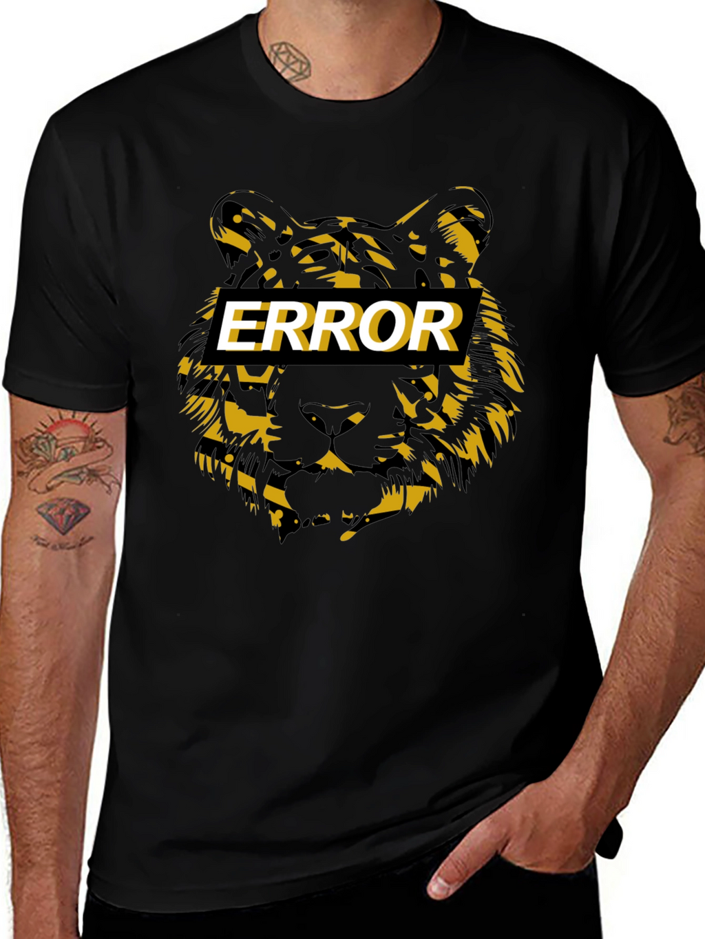 Error Tiger Graphic Black T-Shirt