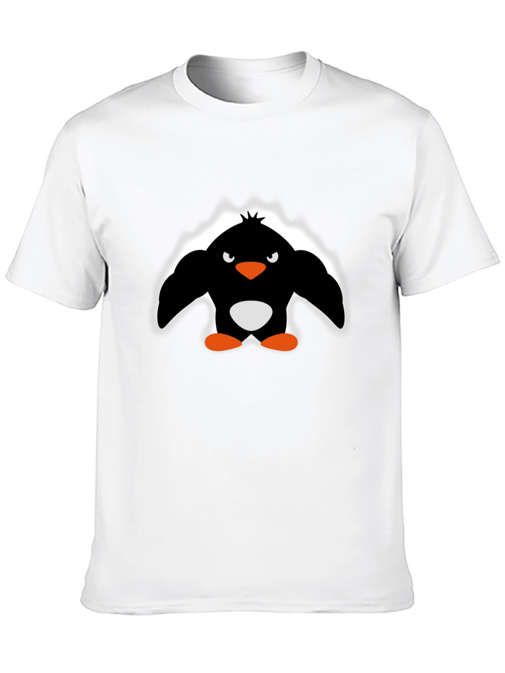 Angry Penguin Graphic Print Black T-Shirt