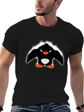 Angry Penguin Graphic Print Black T-Shirt
