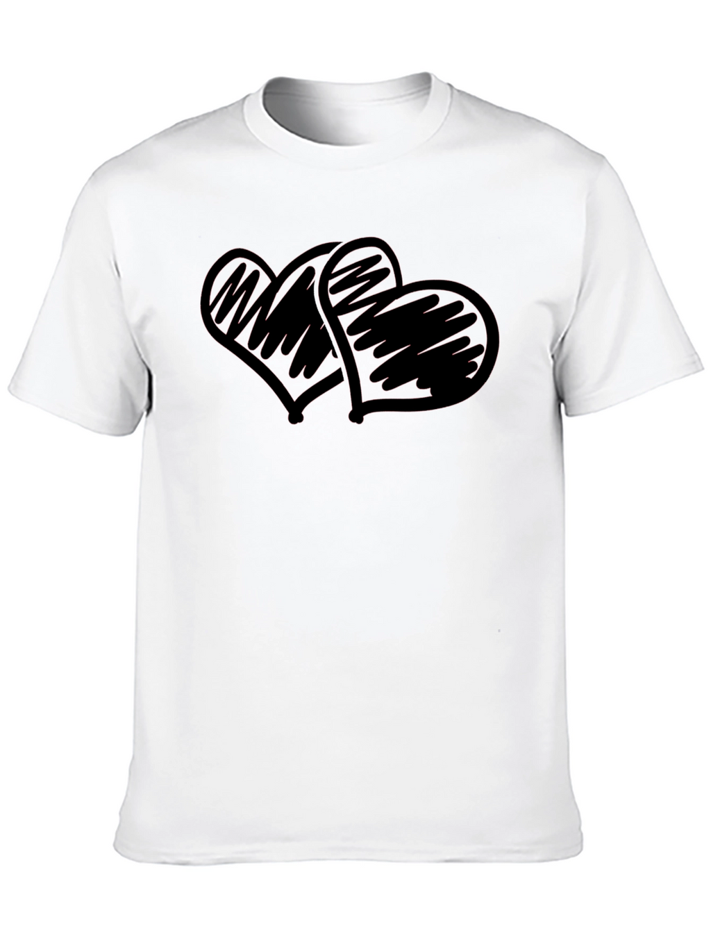 Black T-Shirt with Scribbled Hearts Design