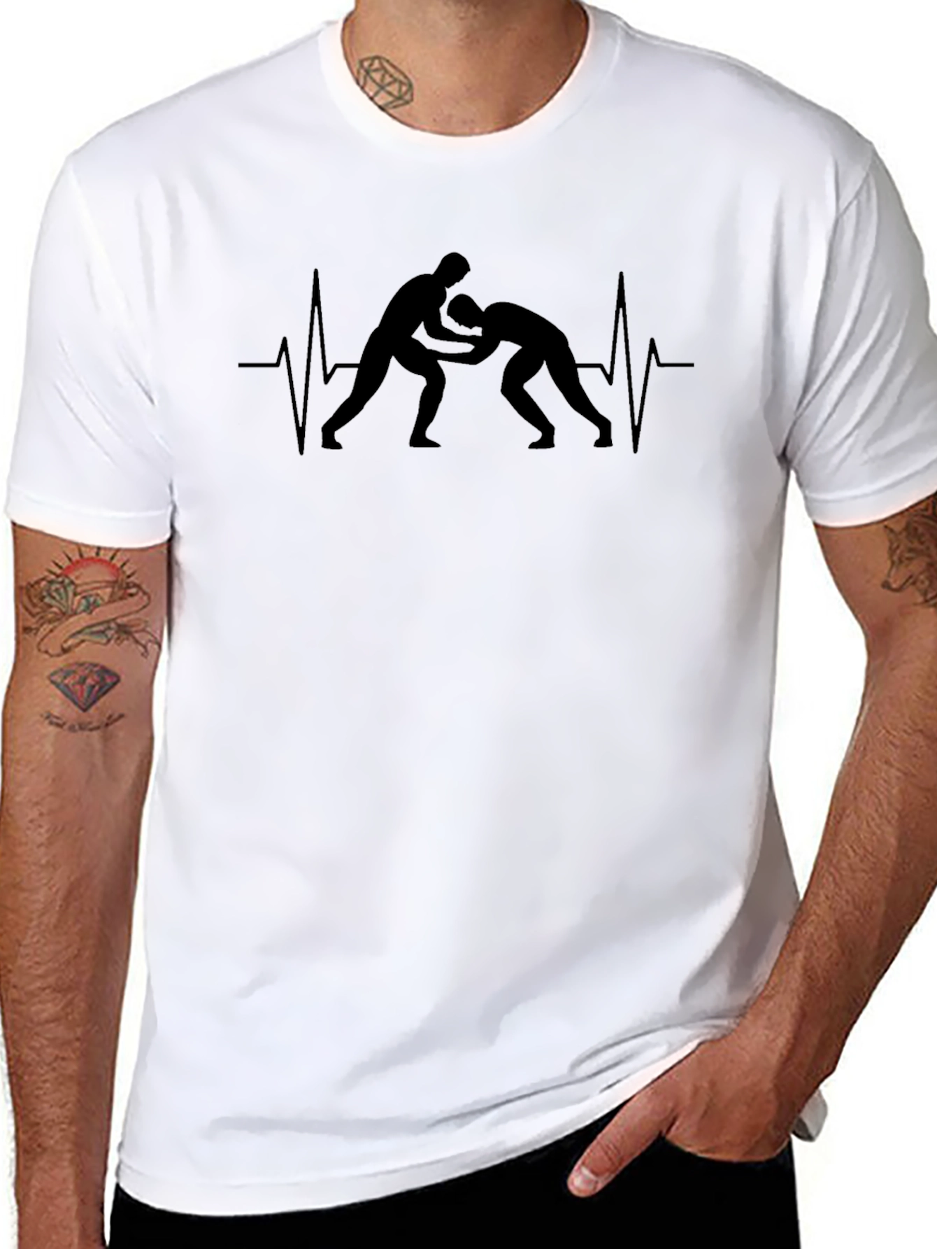Wrestling Heartbeat Graphic Tee - Black