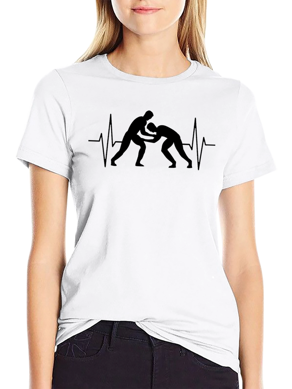 Wrestling Heartbeat Graphic Tee - Black