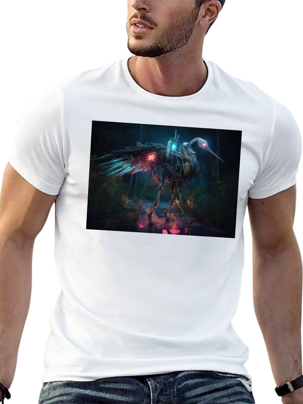 Cybernetic Heron Black T-Shirt