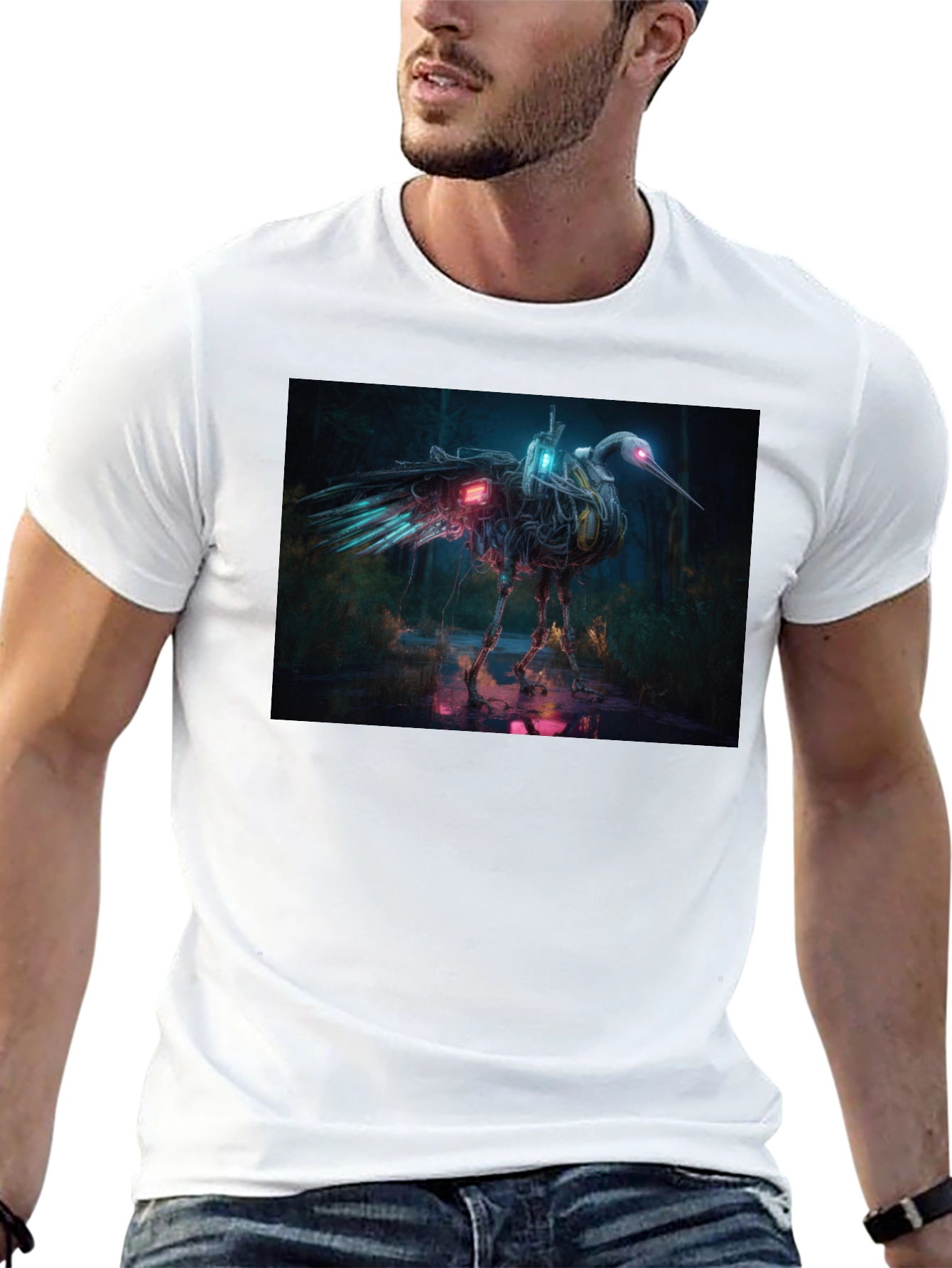 Cybernetic Heron Black T-Shirt
