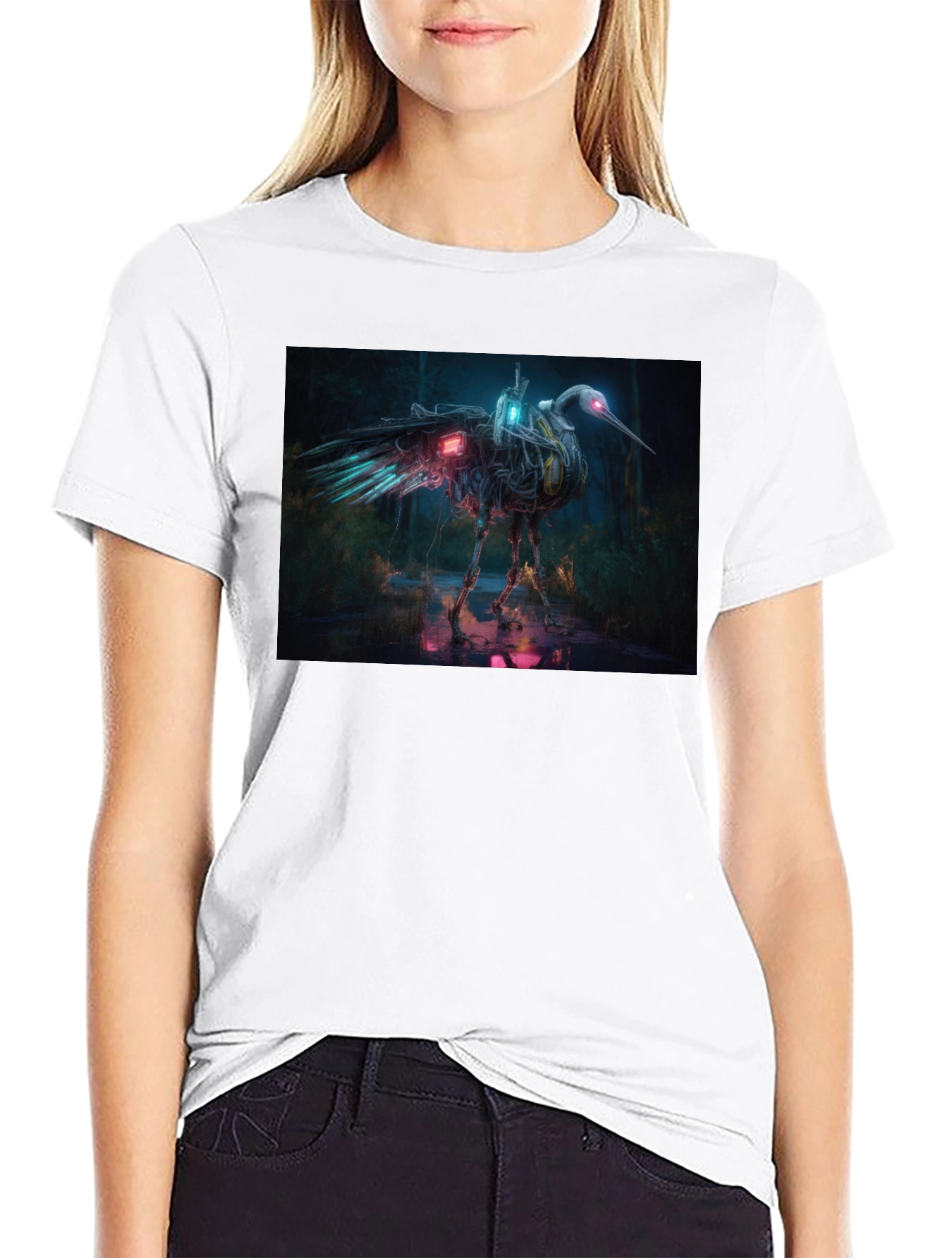 Cybernetic Heron Black T-Shirt