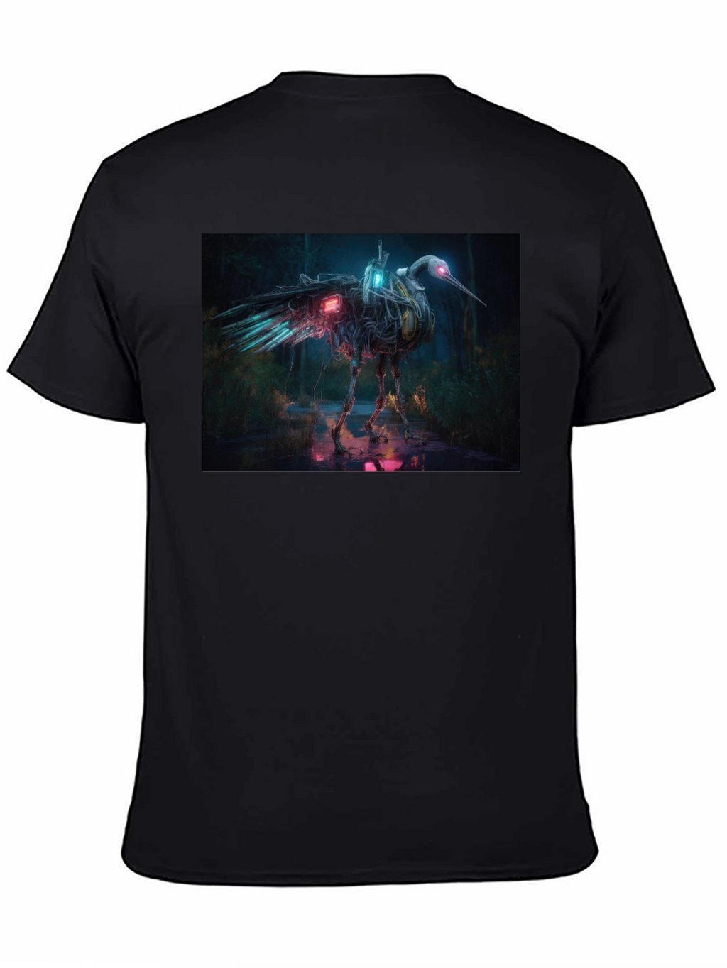 Cybernetic Heron Black T-Shirt