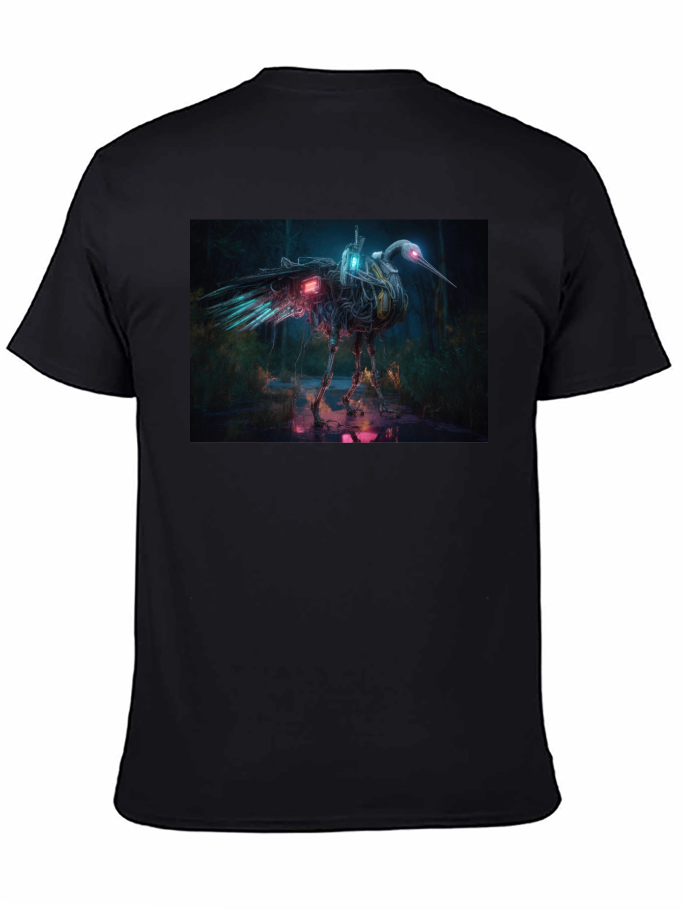 Cybernetic Heron Black T-Shirt