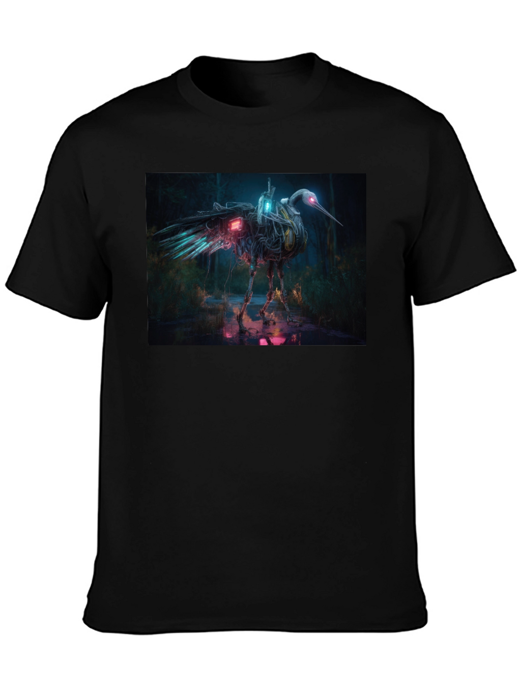 Cybernetic Heron Black T-Shirt
