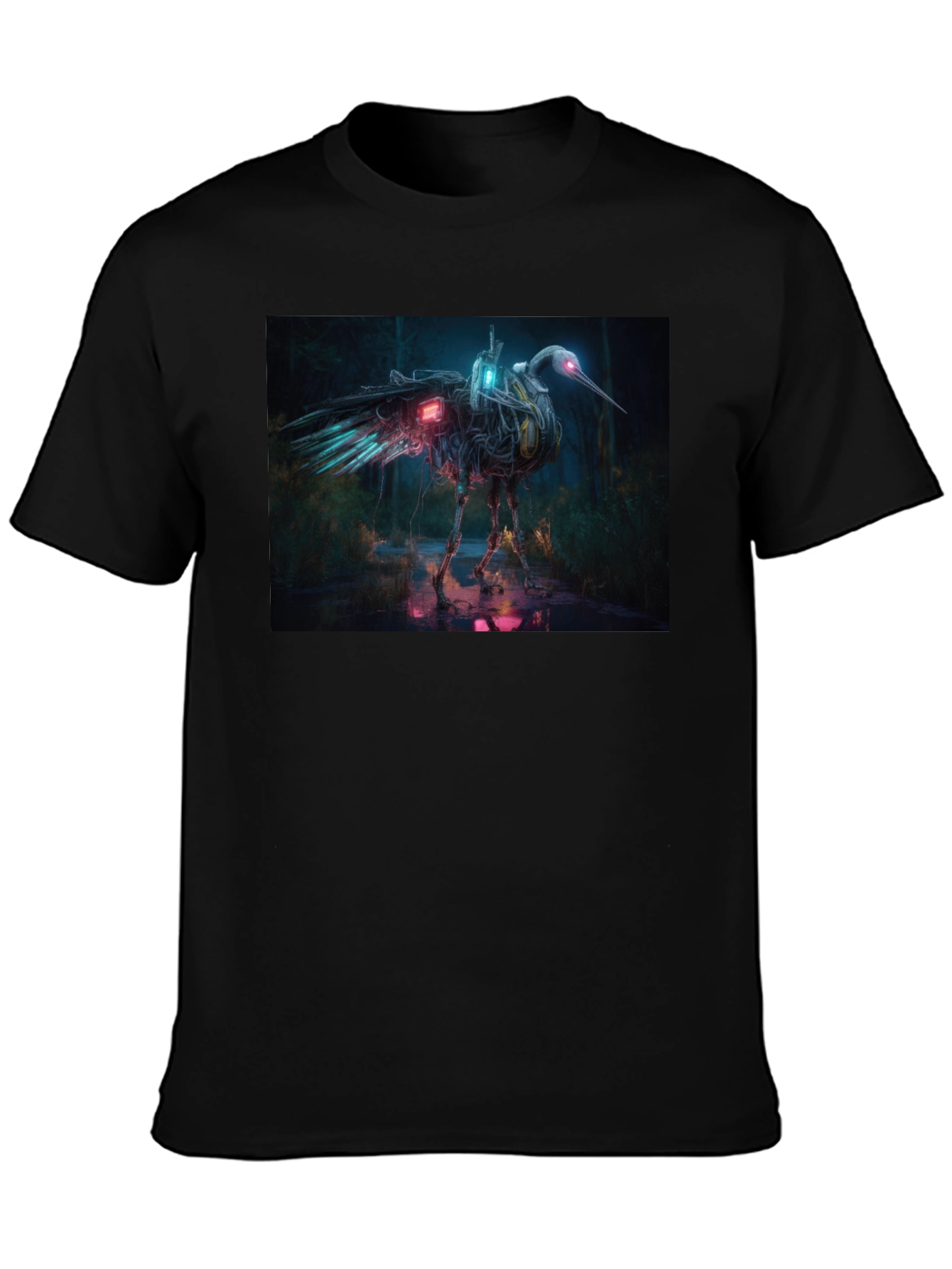 Cybernetic Heron Black T-Shirt