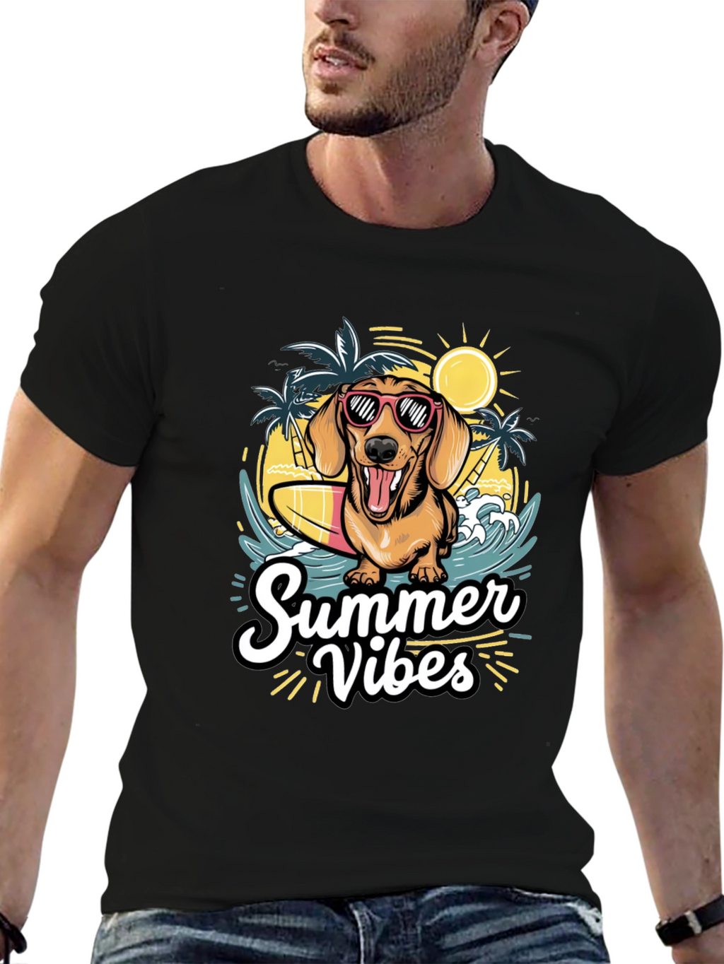 Summer Vibes Dog Graphic T-Shirt