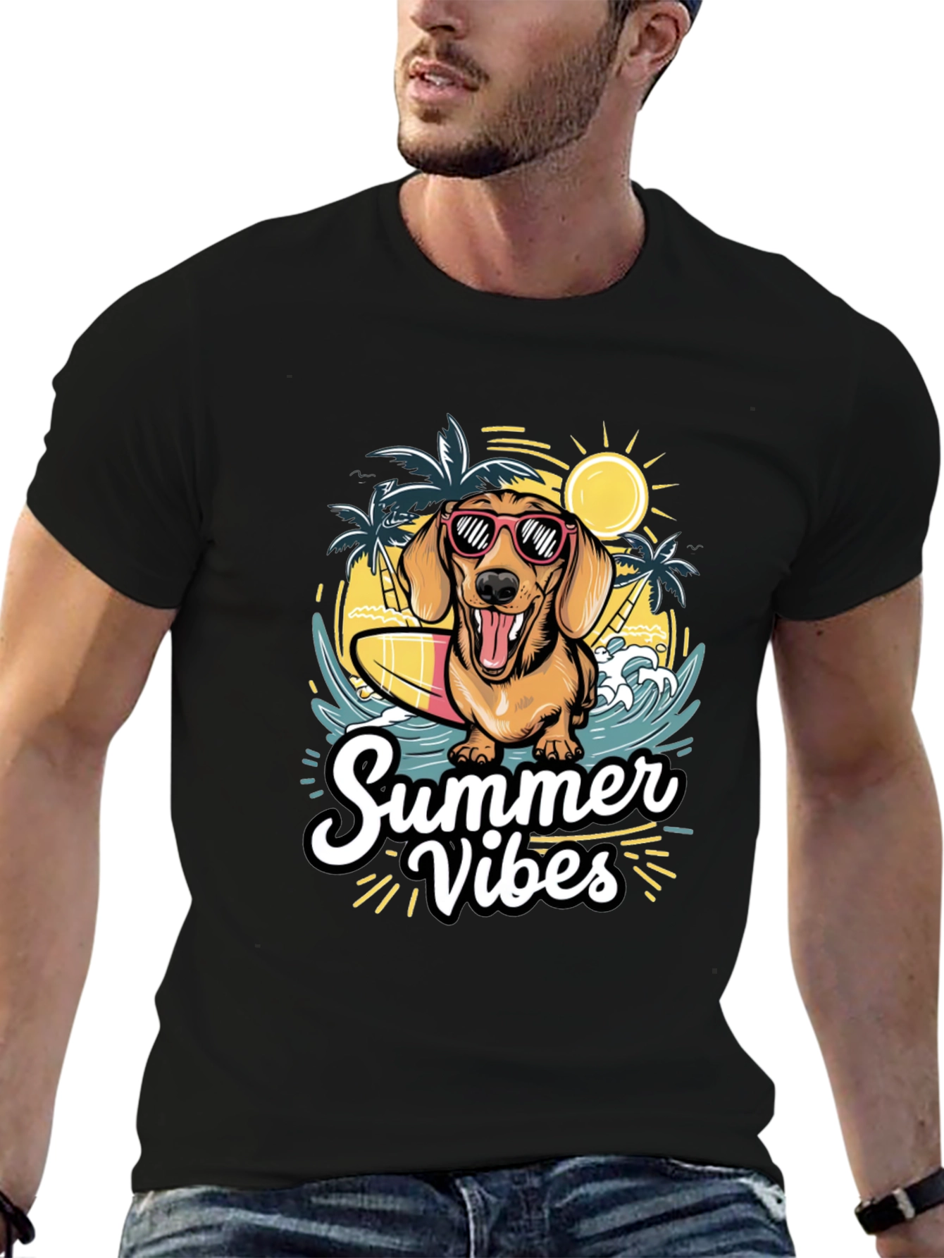 Summer Vibes Dog Graphic T-Shirt