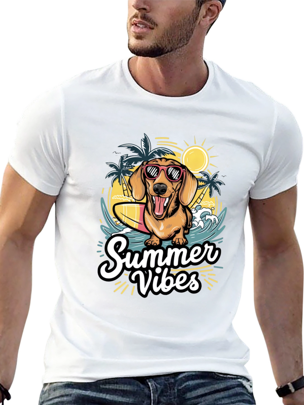 Summer Vibes Dog Graphic T-Shirt