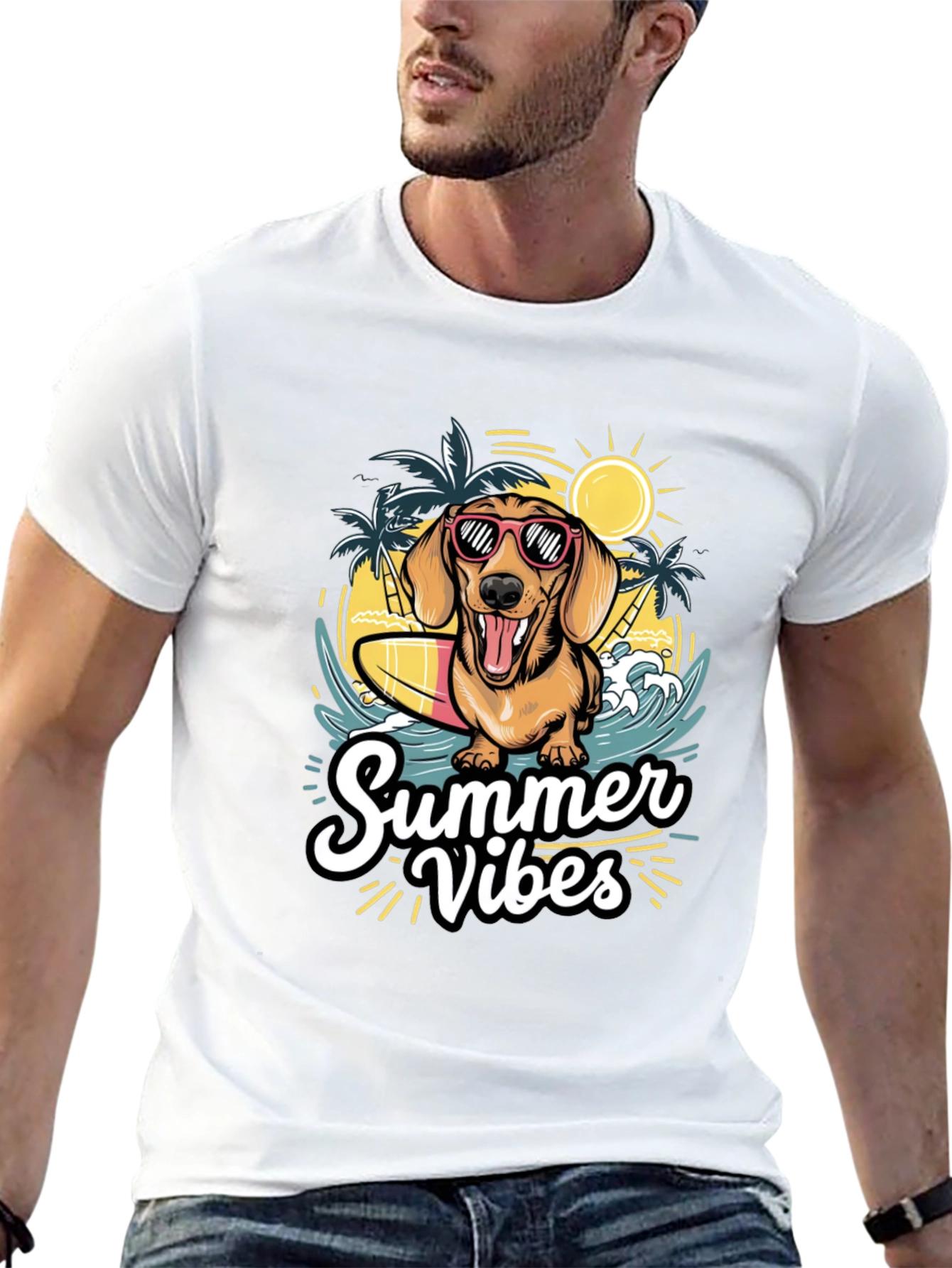 Summer Vibes Dog Graphic T-Shirt