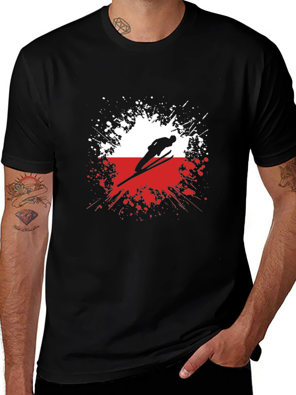 Ski Jumper Graphic Tee - Sporty Black T-Shirt