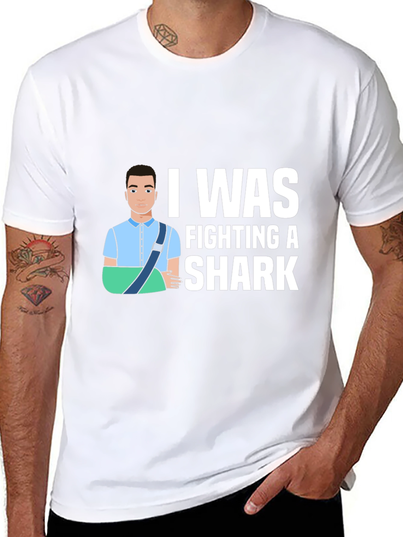 Shark Fighter Graphic T-Shirt - Black