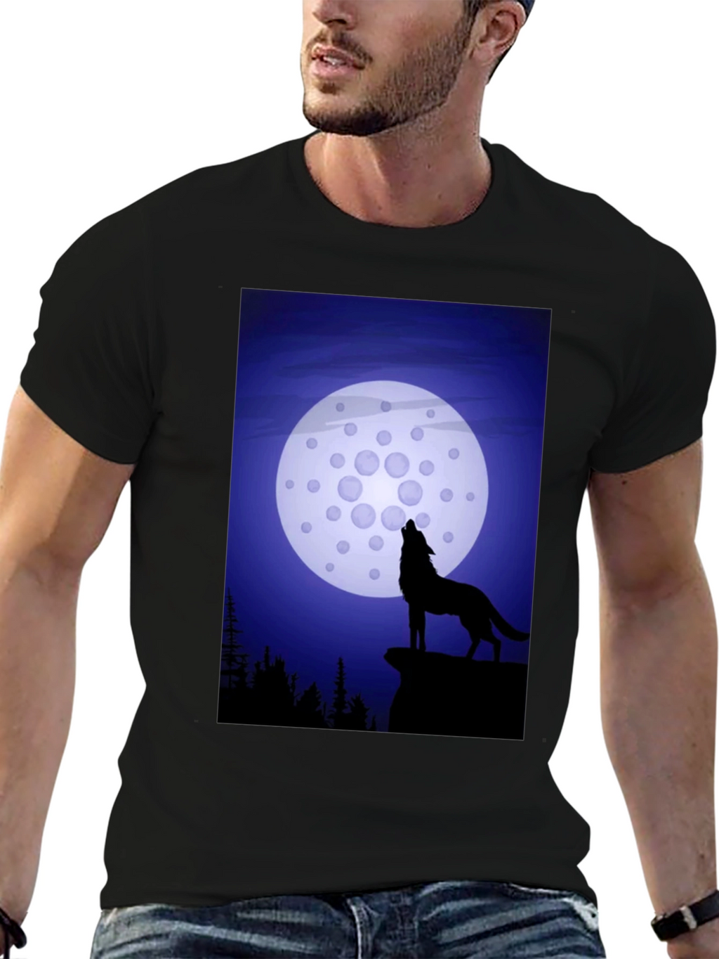 Wolf Howling at Cardano Moon T-Shirt
