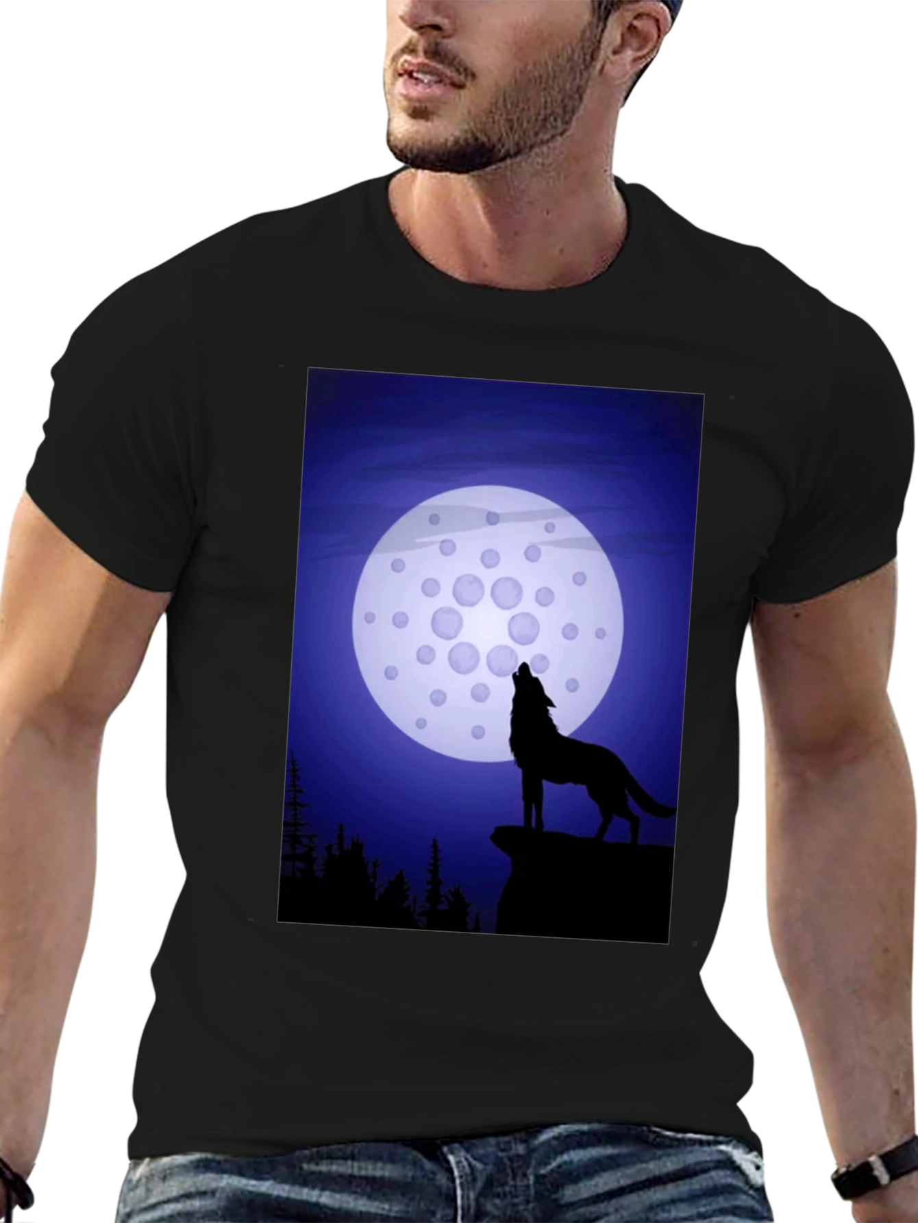 Wolf Howling at Cardano Moon T-Shirt
