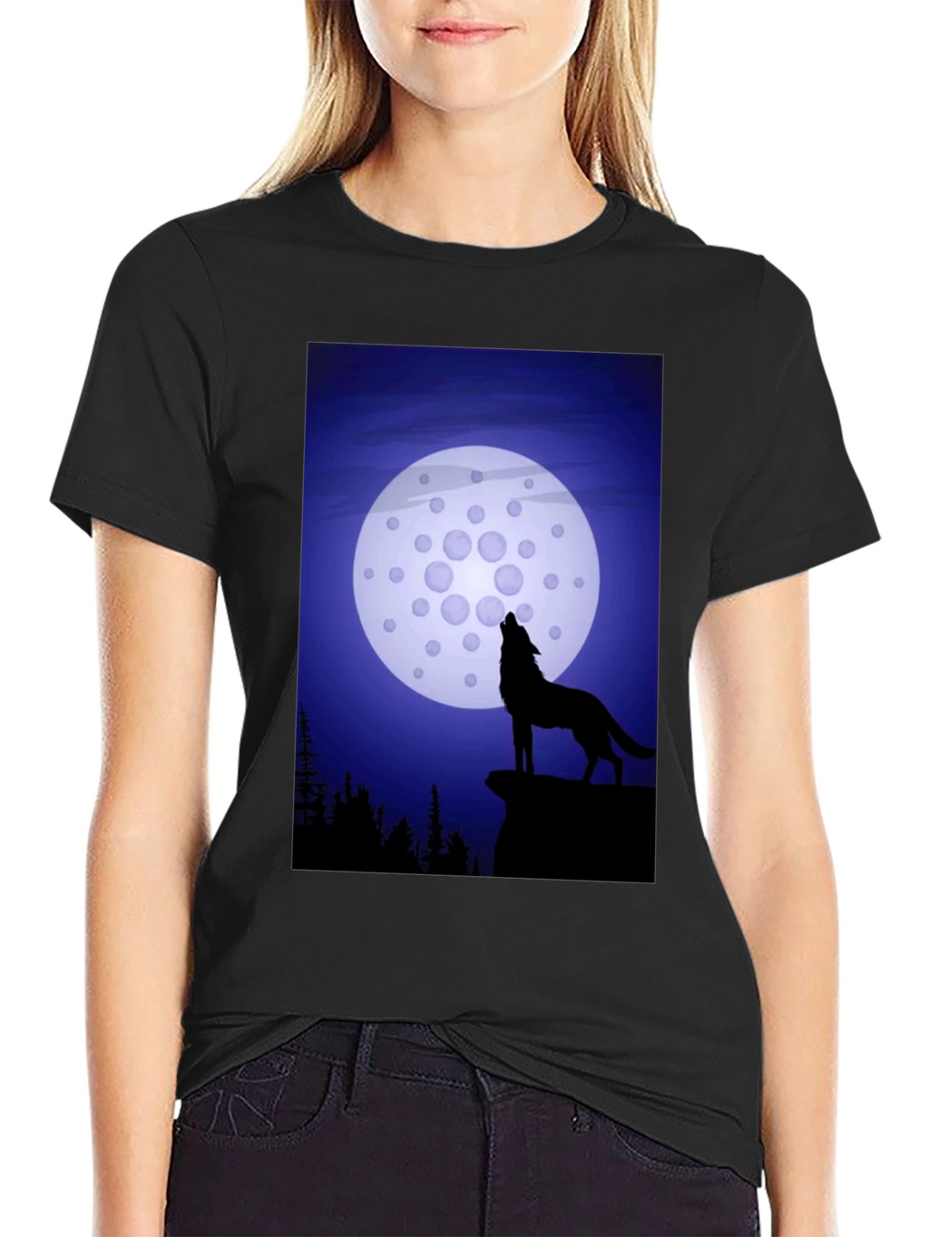 Wolf Howling at Cardano Moon T-Shirt
