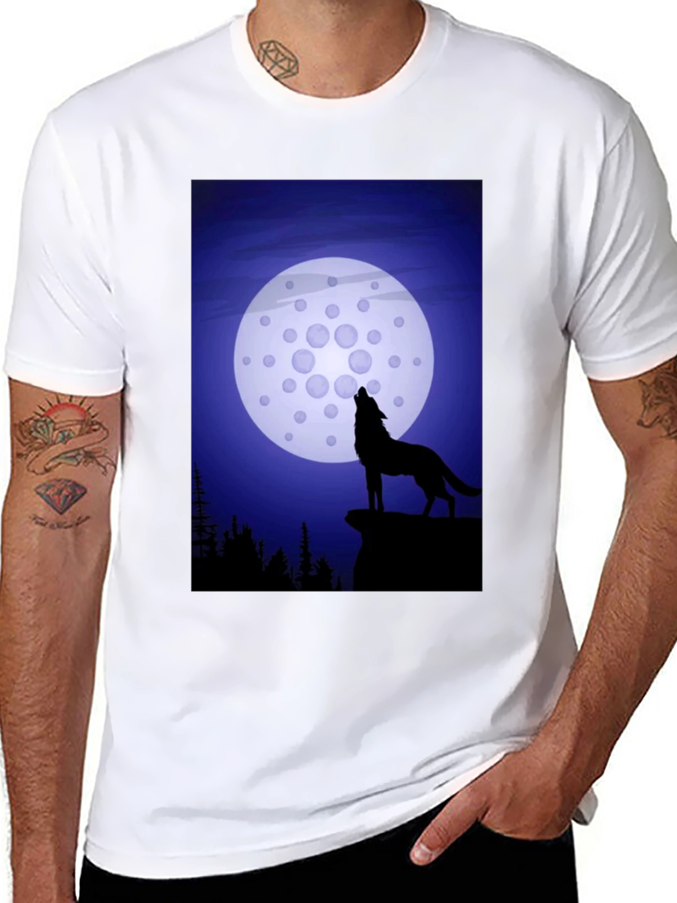 Wolf Howling at Cardano Moon T-Shirt