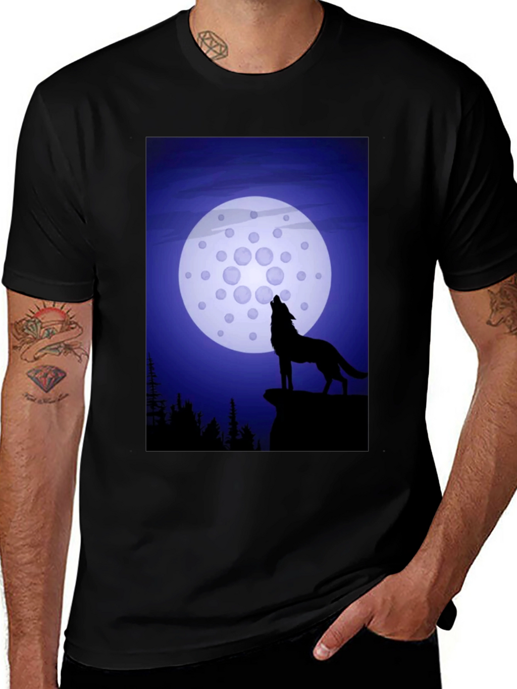 Wolf Howling at Cardano Moon T-Shirt