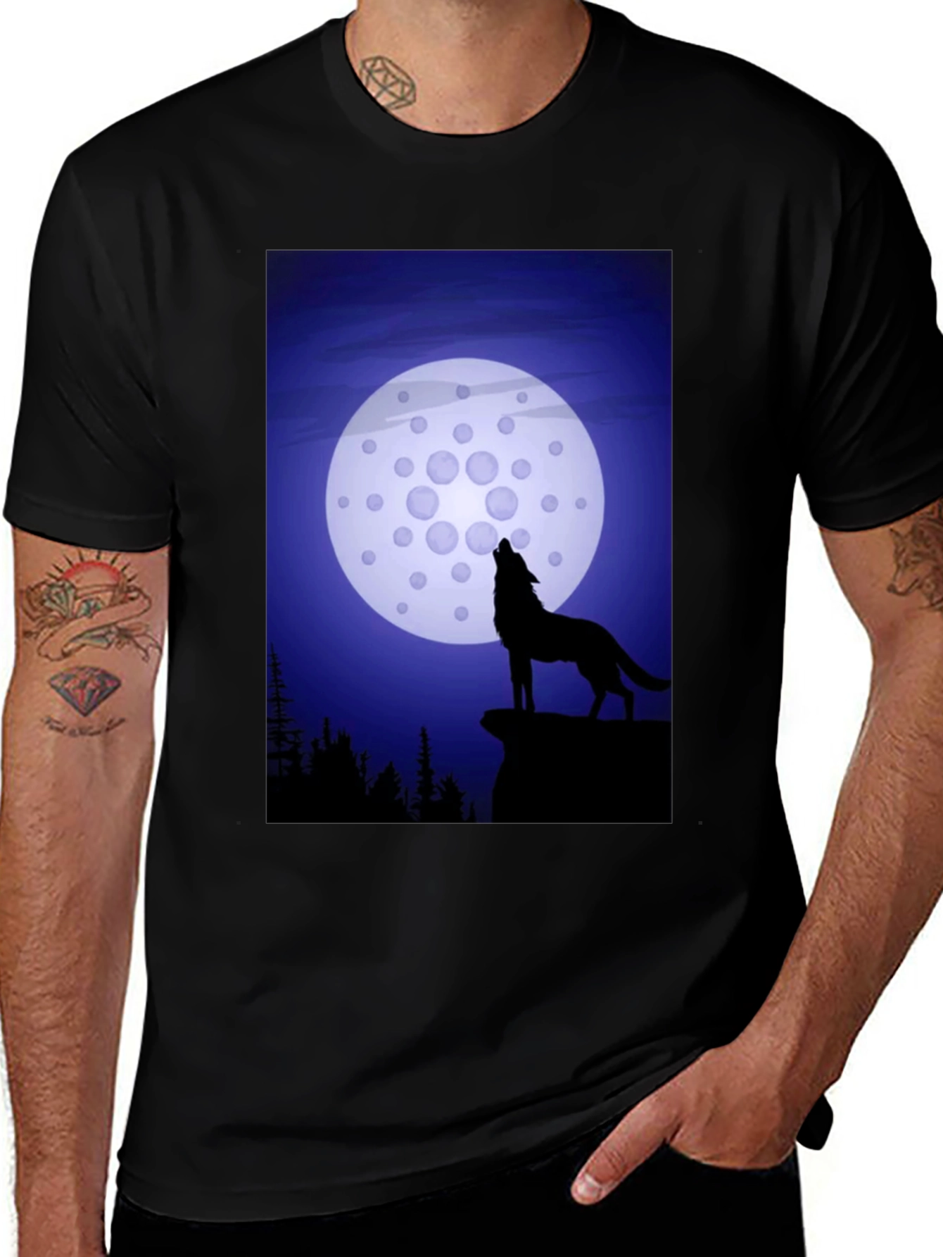 Wolf Howling at Cardano Moon T-Shirt
