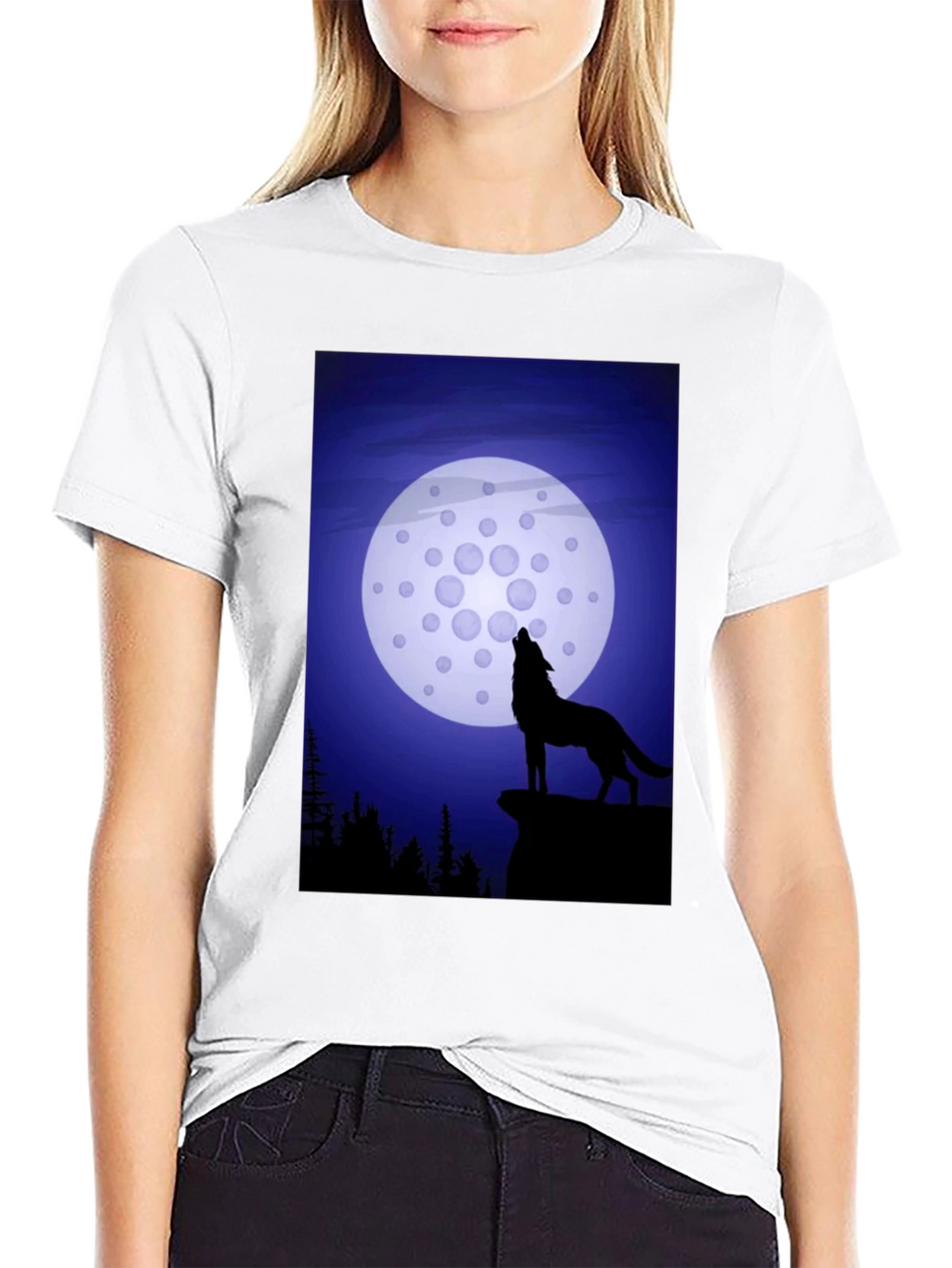 Wolf Howling at Cardano Moon T-Shirt
