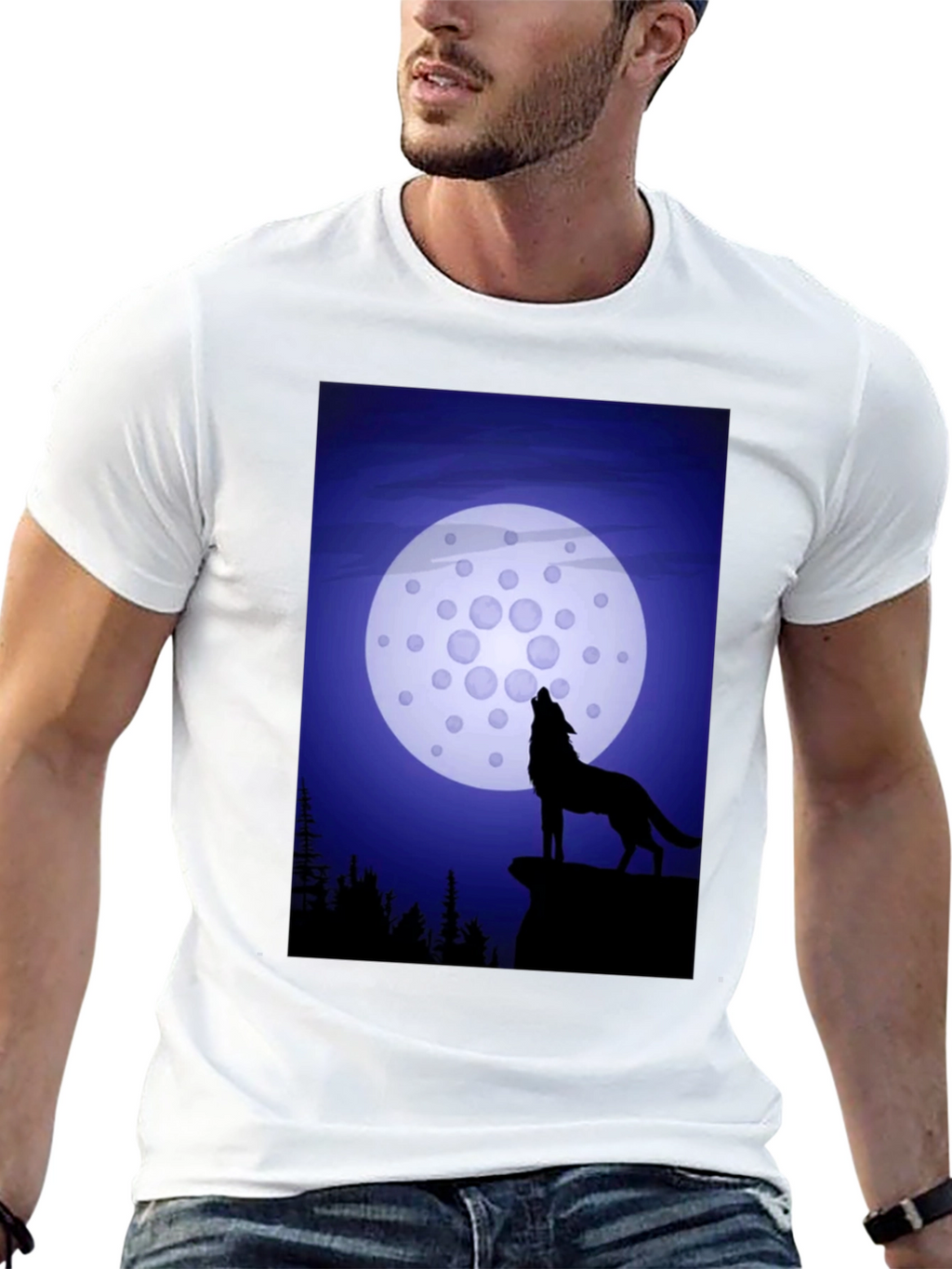 Wolf Howling at Cardano Moon T-Shirt