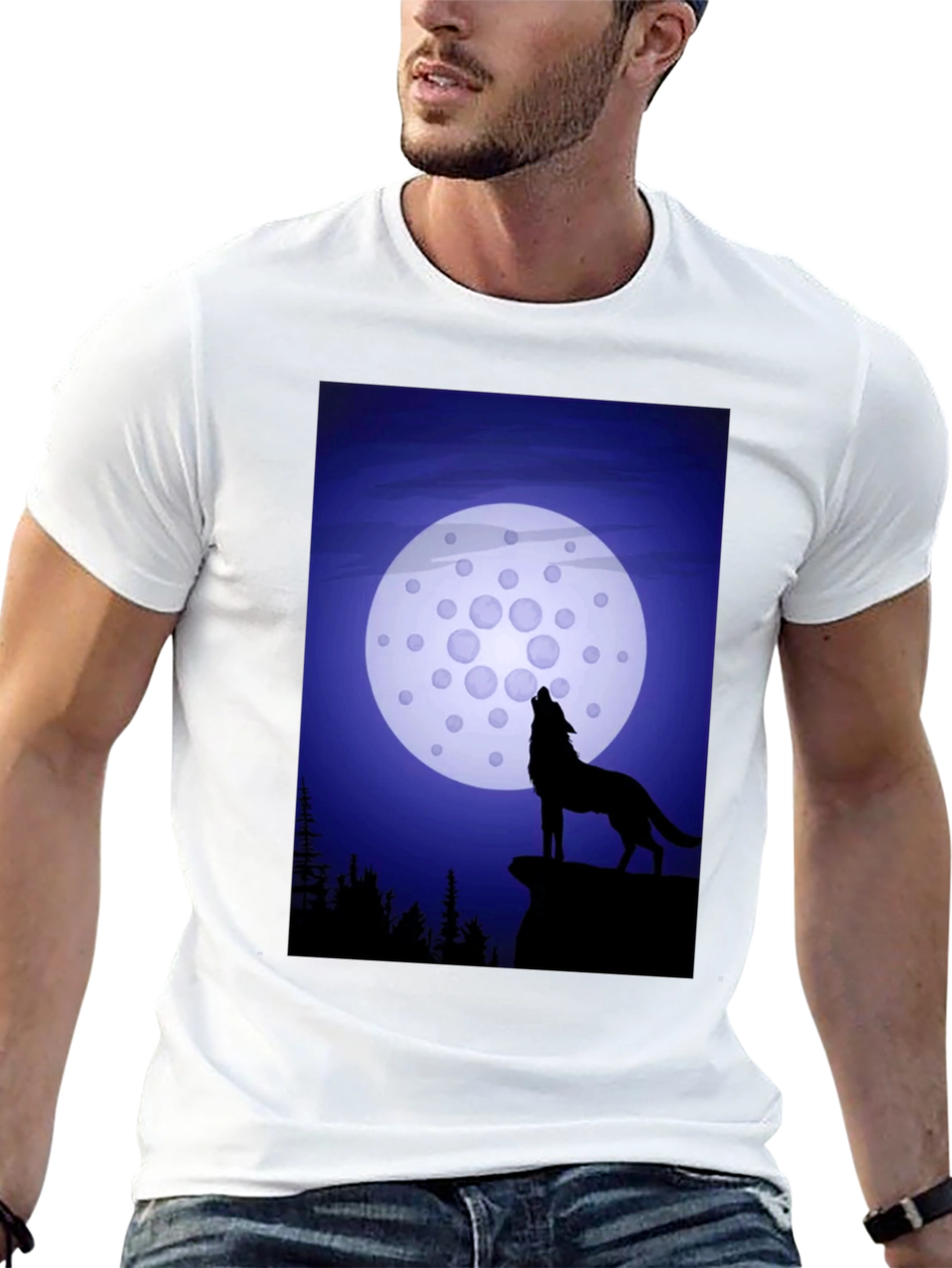 Wolf Howling at Cardano Moon T-Shirt