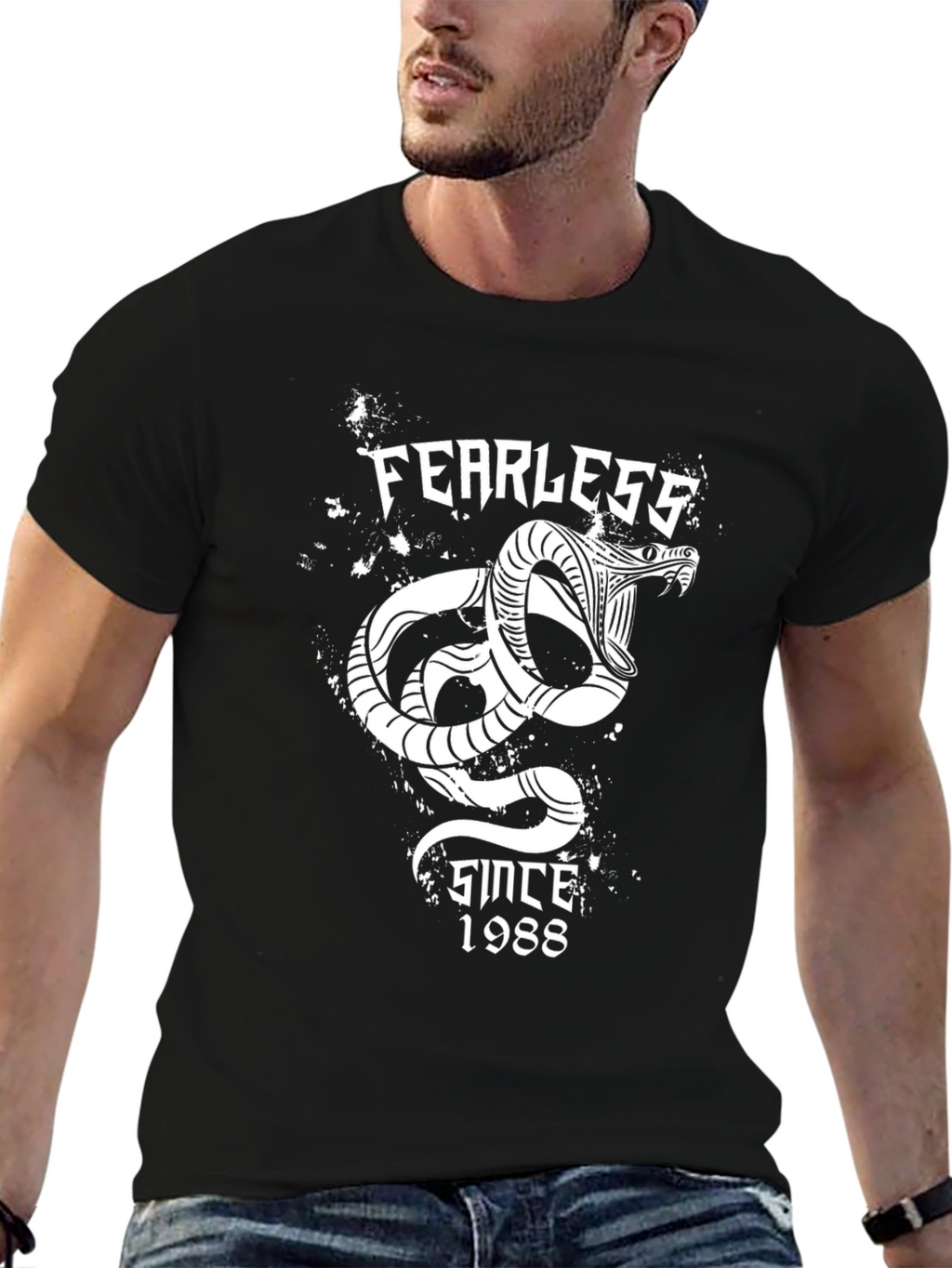Fearless Since 1988 Snake Graphic Tee - Black